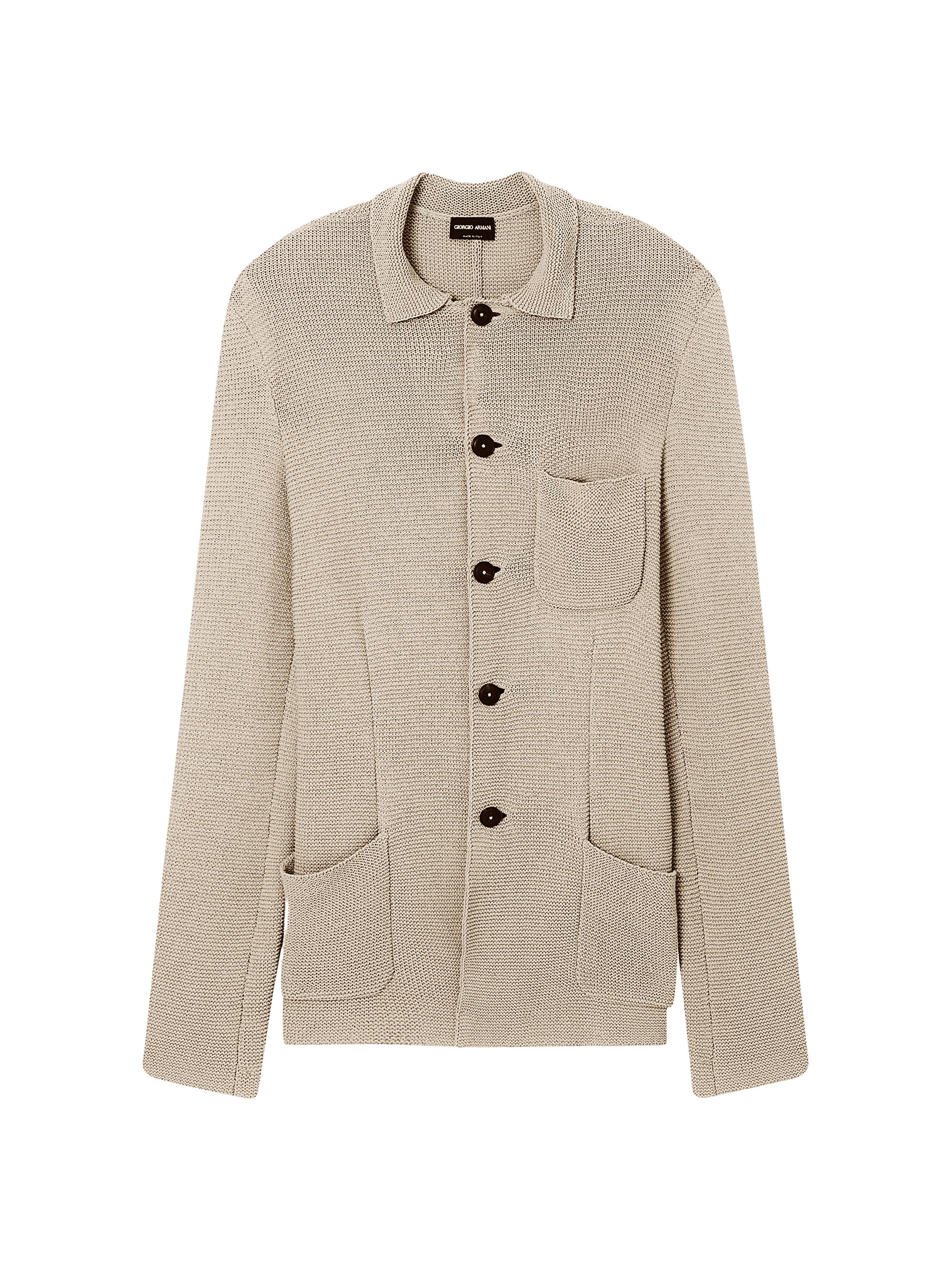 Giorgio Armani Men's Cotton-Blend Patch Pocket Soft Blazer - Silver Lining