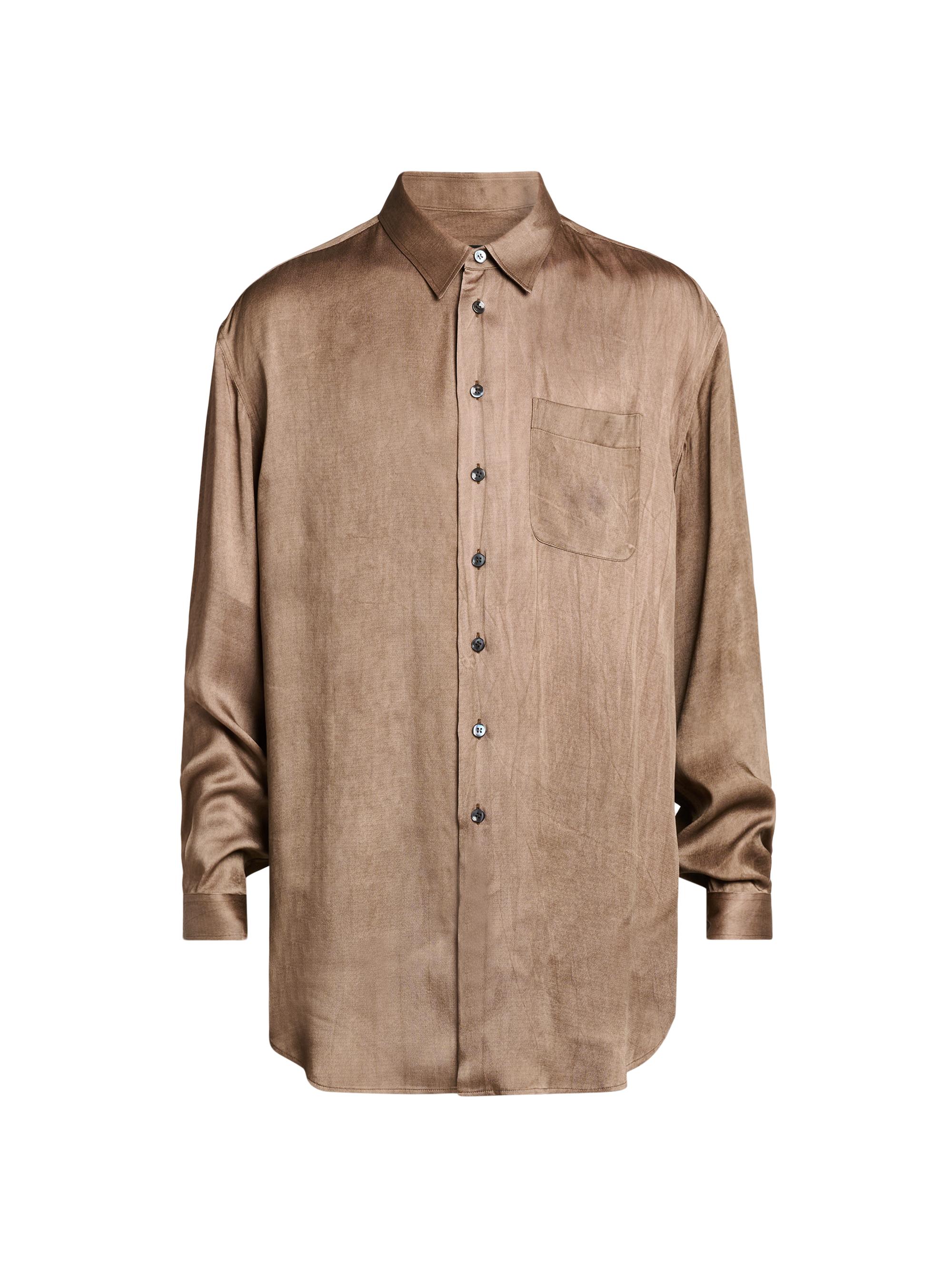 Giorgio Armani Men's Dyed Satin Pocket Shirt - Raw Umber