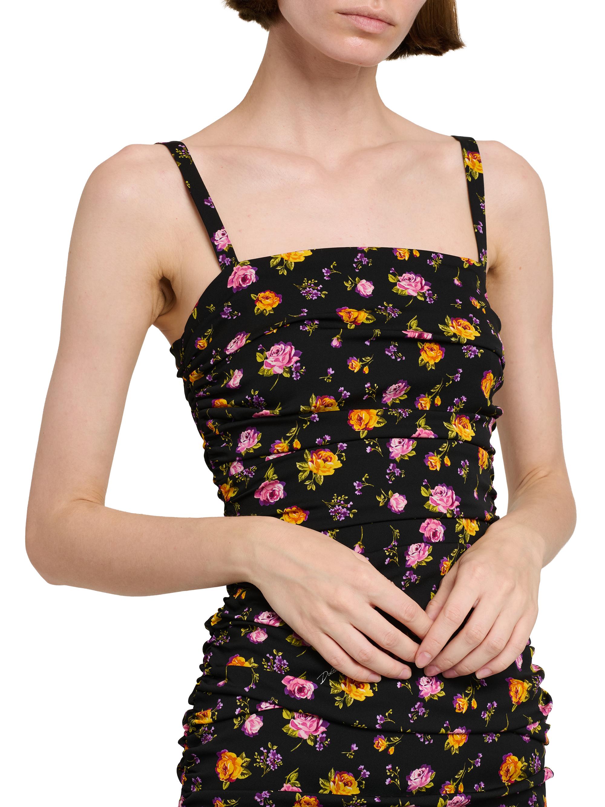 極美品☆DOLCE&GABBANA☆シルク アンサンブル 花柄バラ 黒サイズ36 Dolce&Gabbana Floral Silk-Blend Body-Con Minidress | Saks Fifth Avenue