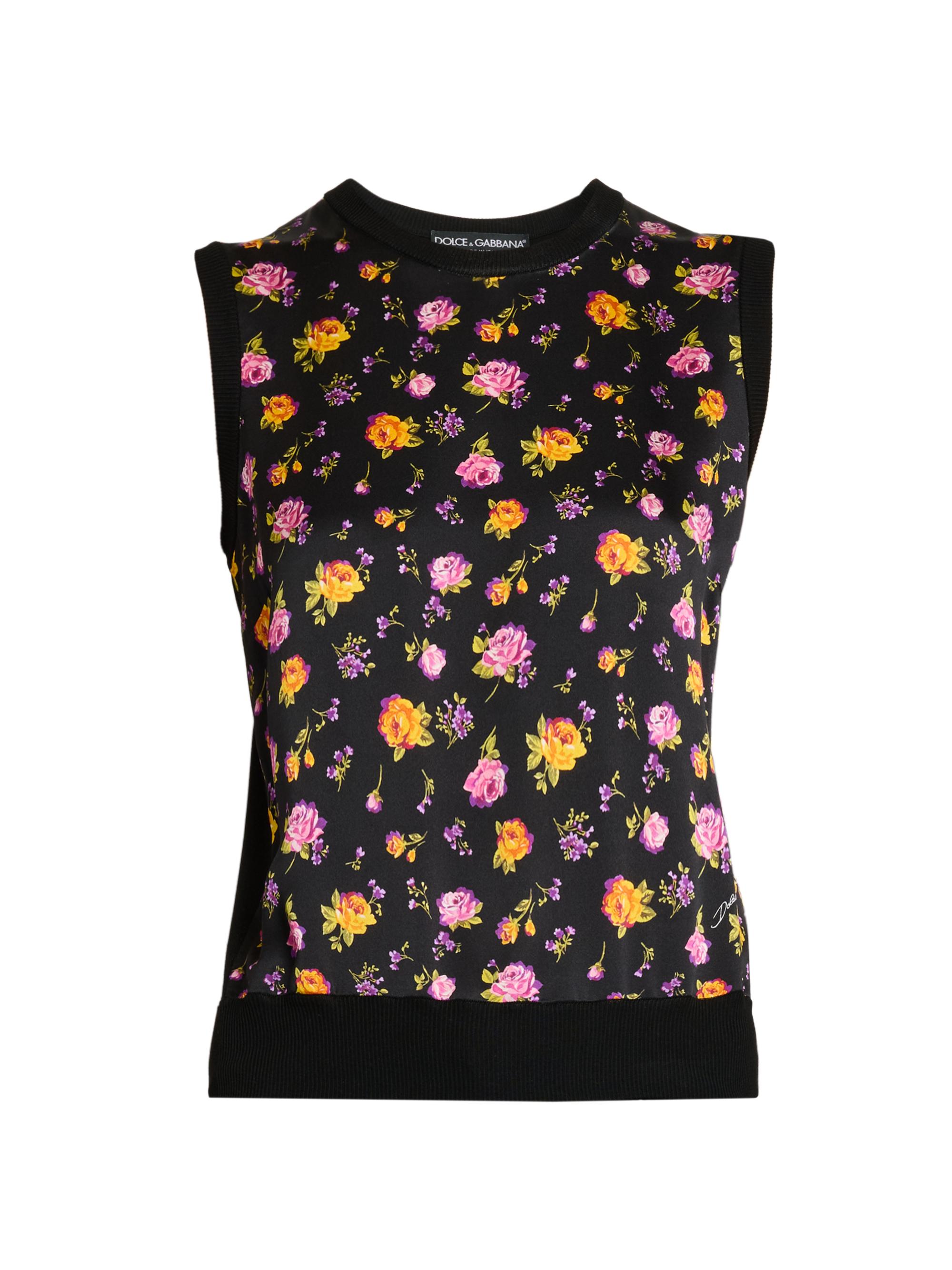 Dolce & Gabbana Women's Floral Silk Tank - Rose Mazzolini F Ner