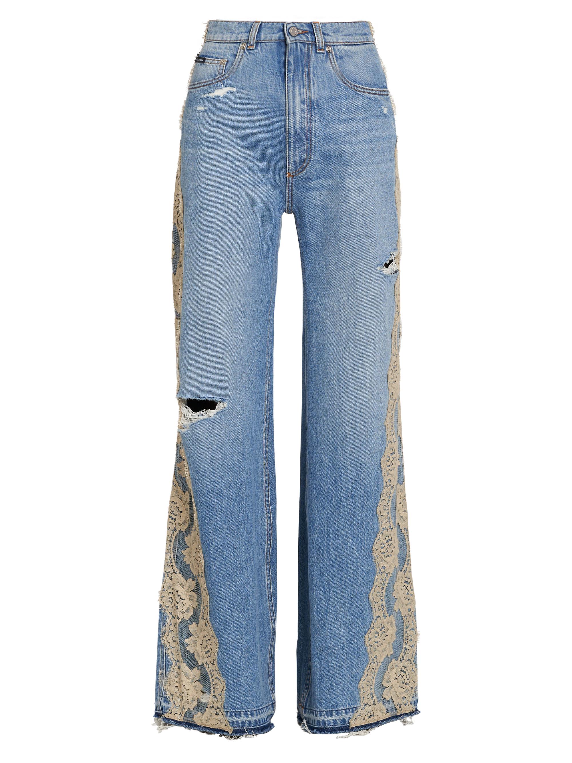 Dolce & Gabbana Women's Lace-Trimmed Distressed Jeans - Variante Abbinata