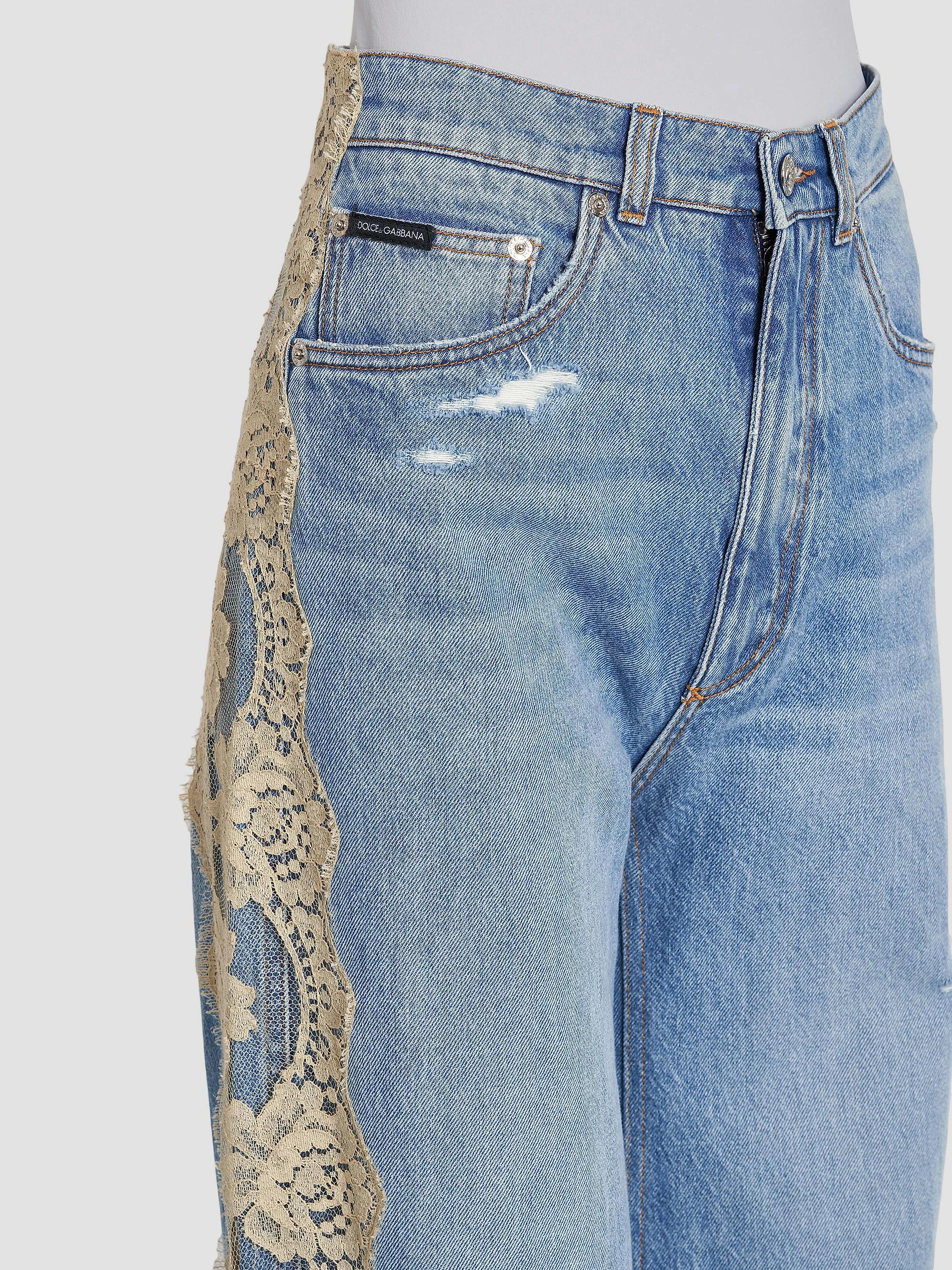 Dolce&Gabbana Lace-Trimmed Distressed Jeans | Saks Fifth Avenue