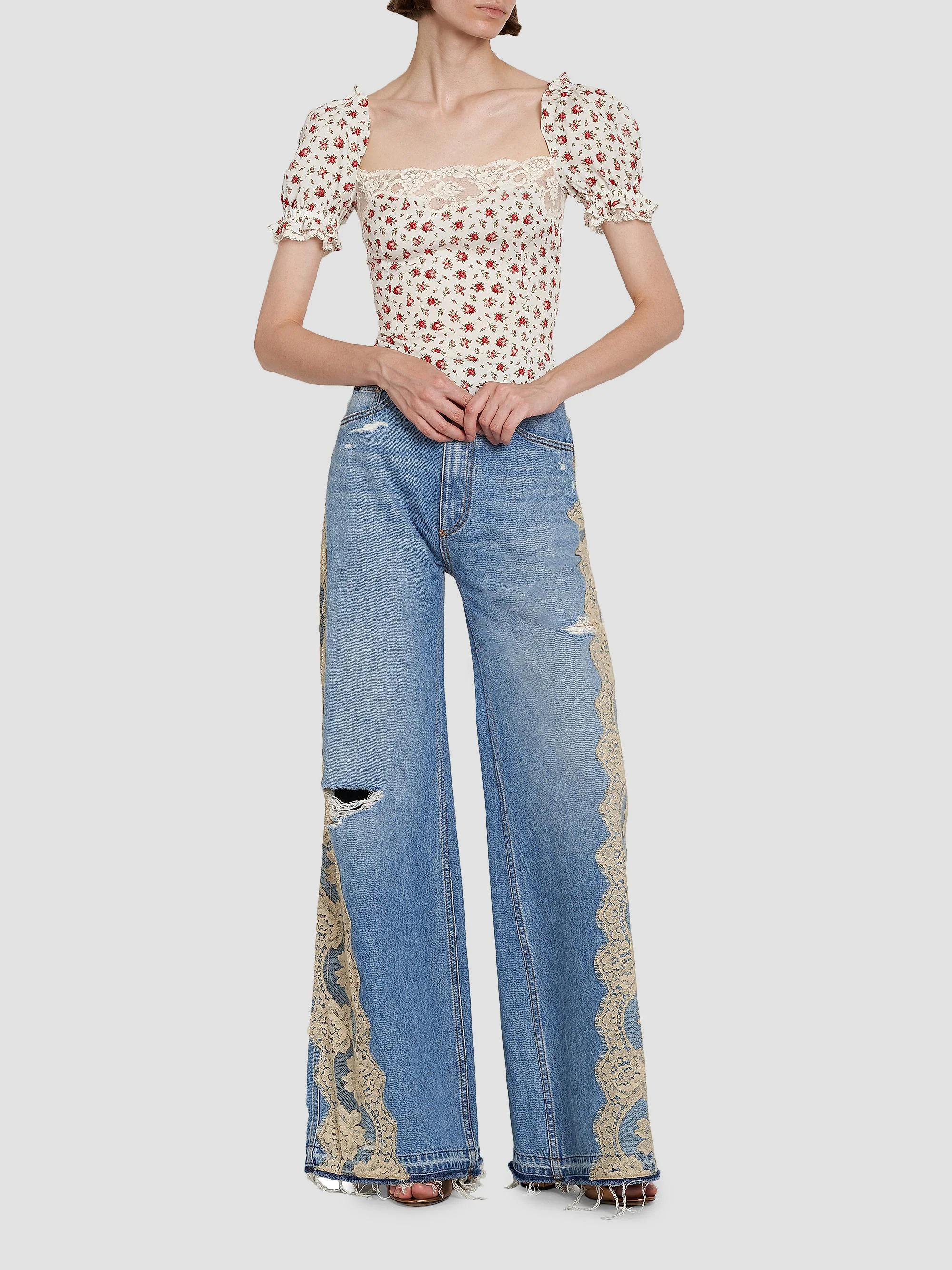 Dolce&Gabbana Lace-Trimmed Distressed Jeans | Saks Fifth Avenue