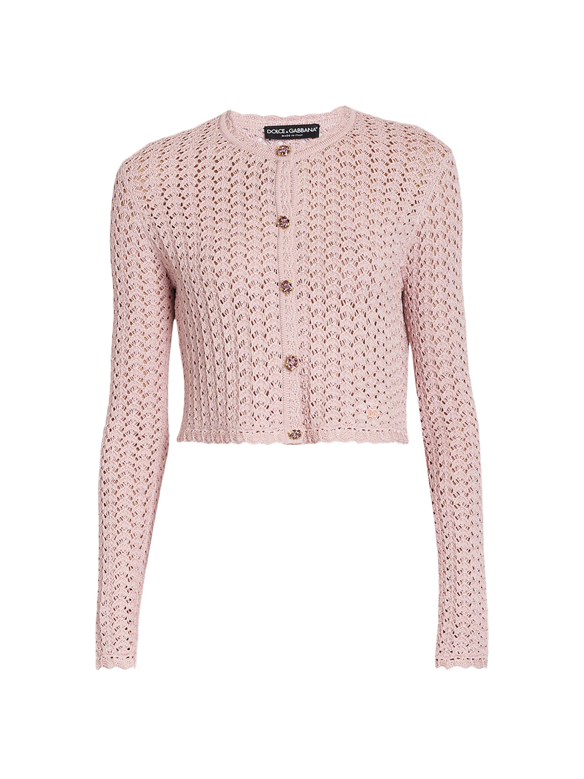 Dolce & Gabbana Women's Crochet Knit Crop Cardigan - Rosa
