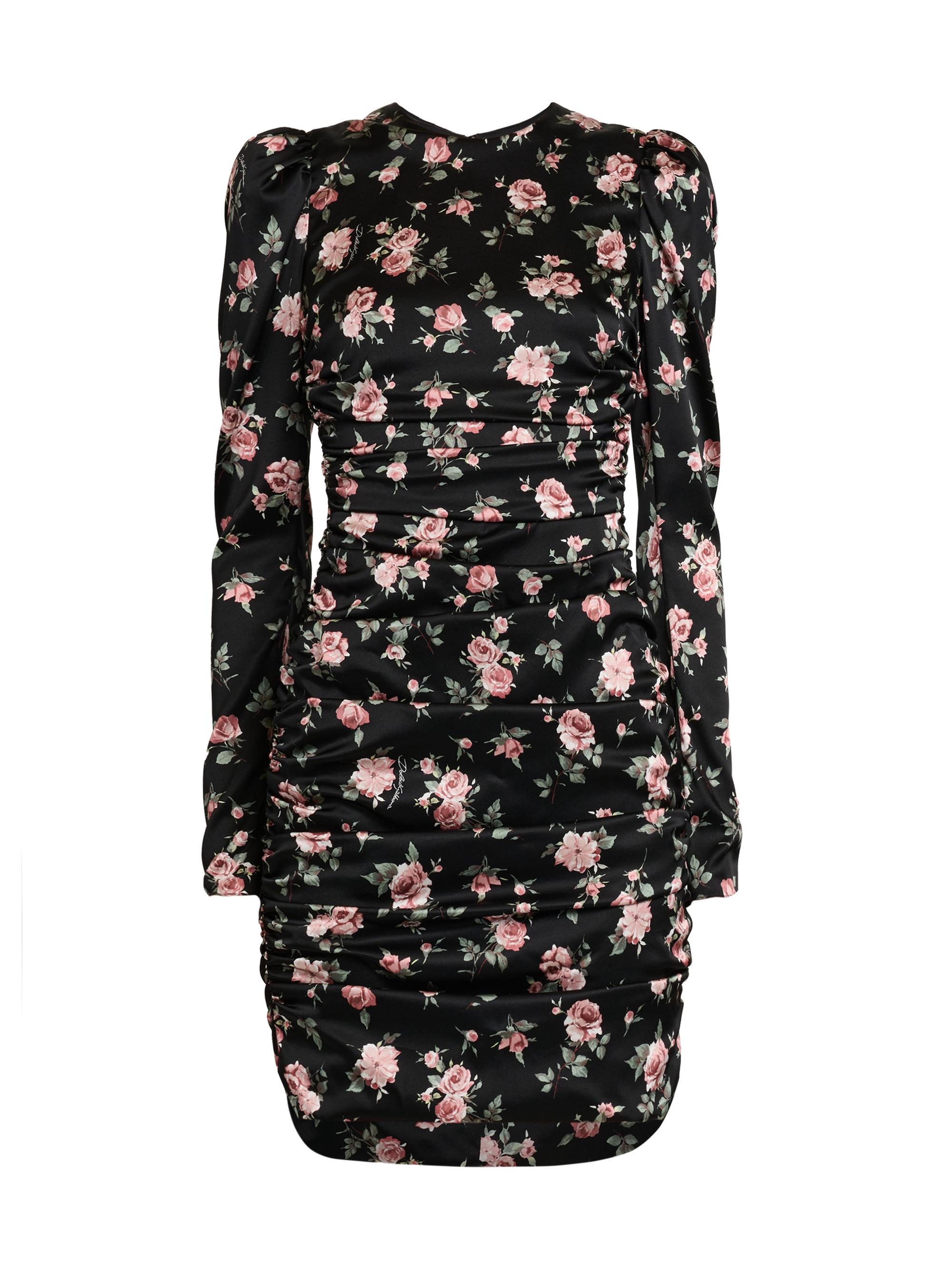 Dolce&Gabbana Ruched Floral Stretch Silk Sheath Minidress | Saks