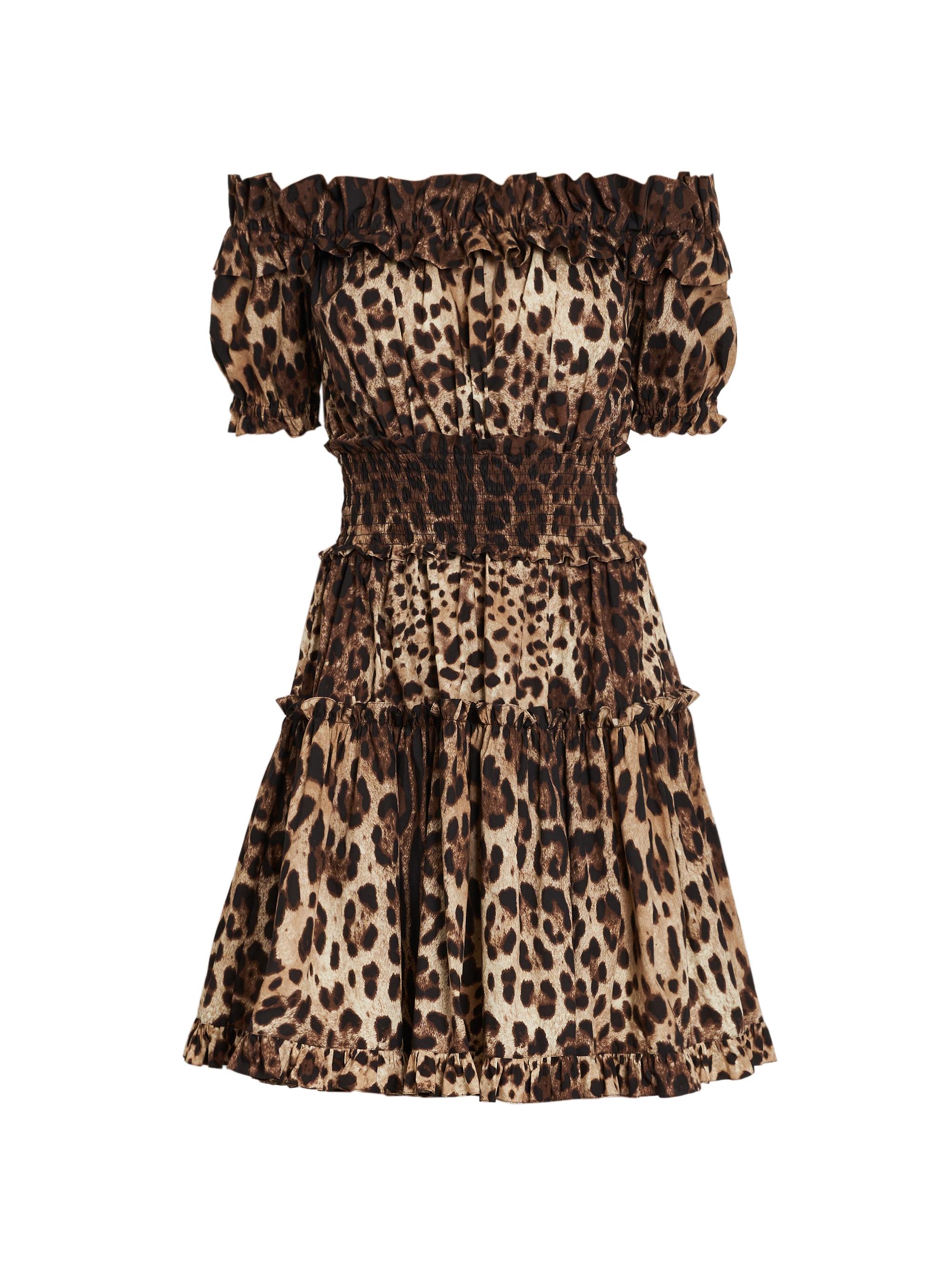 Dolce & Gabbana Women's Leopard-Print Cotton Off-The-Shoulder Minidress - Leo New