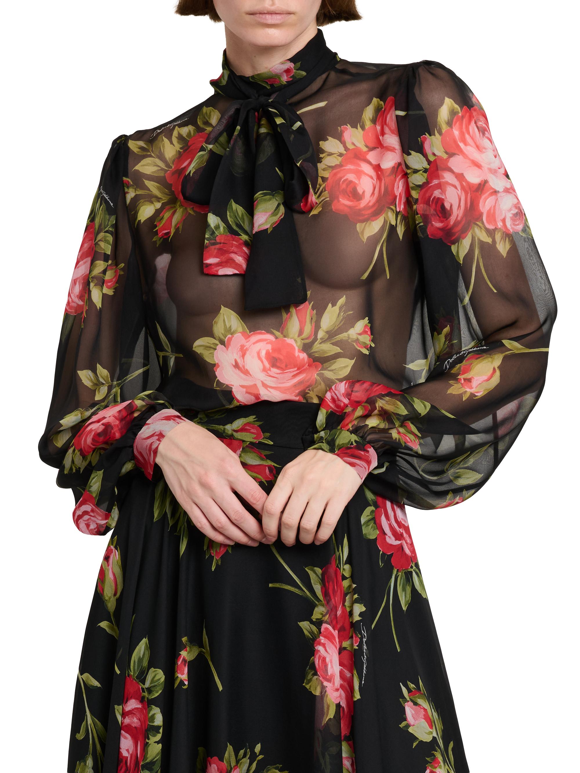 Dolce&Gabbana Sheer Floral Silk Blouse | Saks Fifth Avenue
