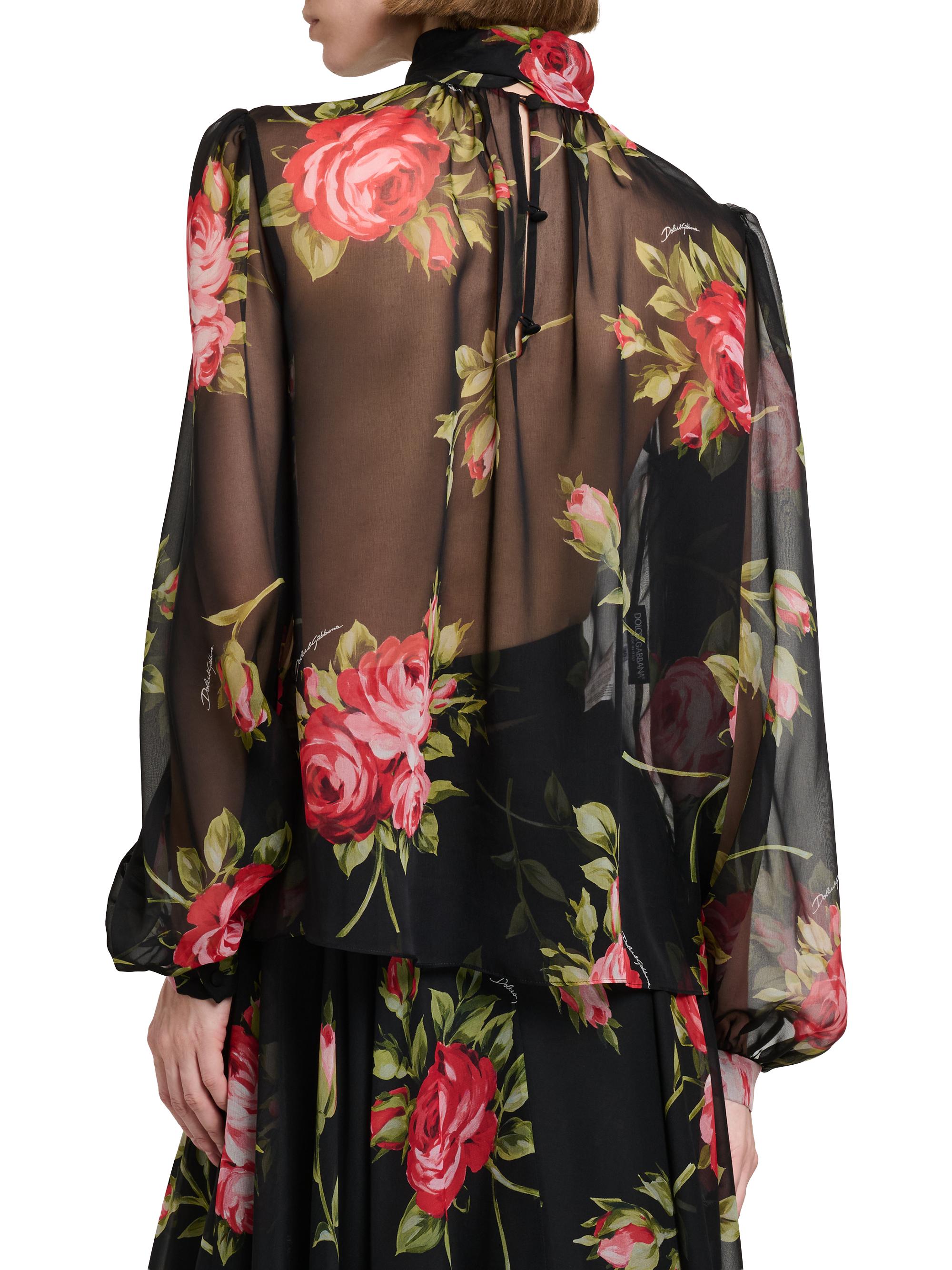 Dolce&Gabbana Sheer Floral Silk Blouse | Saks Fifth Avenue