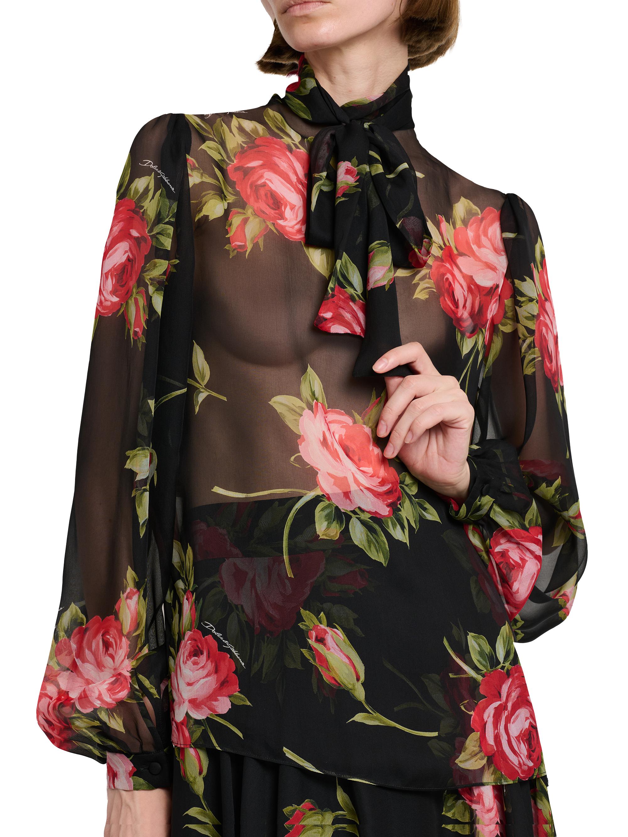 Dolce&Gabbana Sheer Floral Silk Blouse | Saks Fifth Avenue
