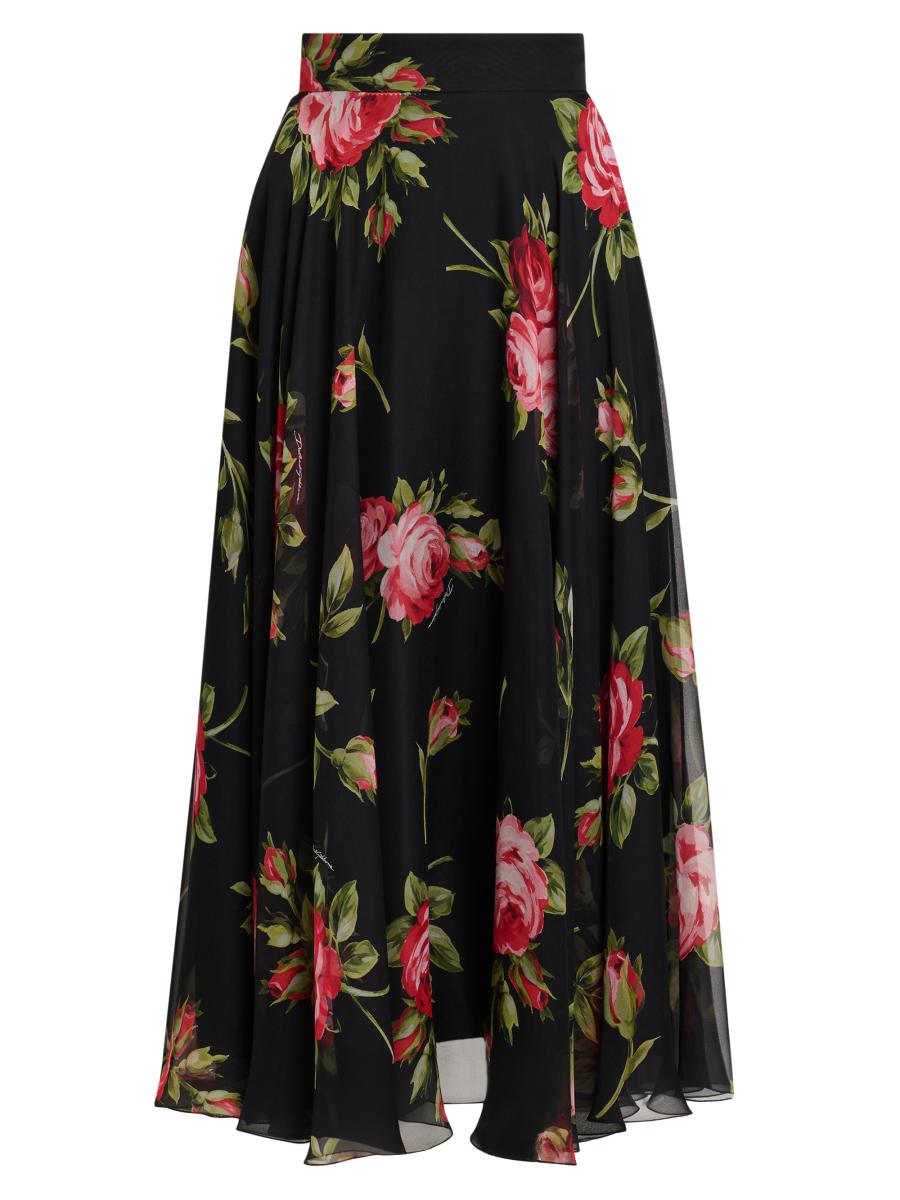 Dolce&Gabbana Floral Silk Midi-Skirt | Saks Fifth Avenue