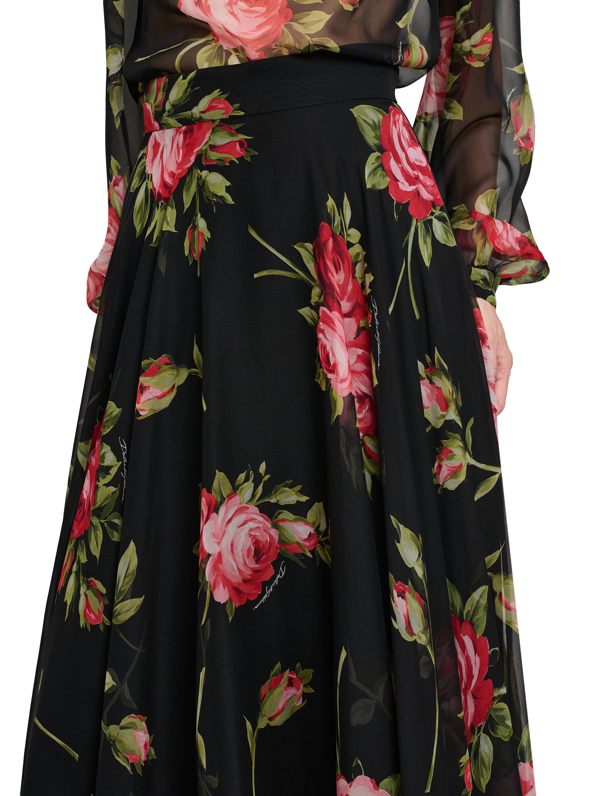 Dolce&Gabbana Floral Silk Midi-Skirt | Saks Fifth Avenue