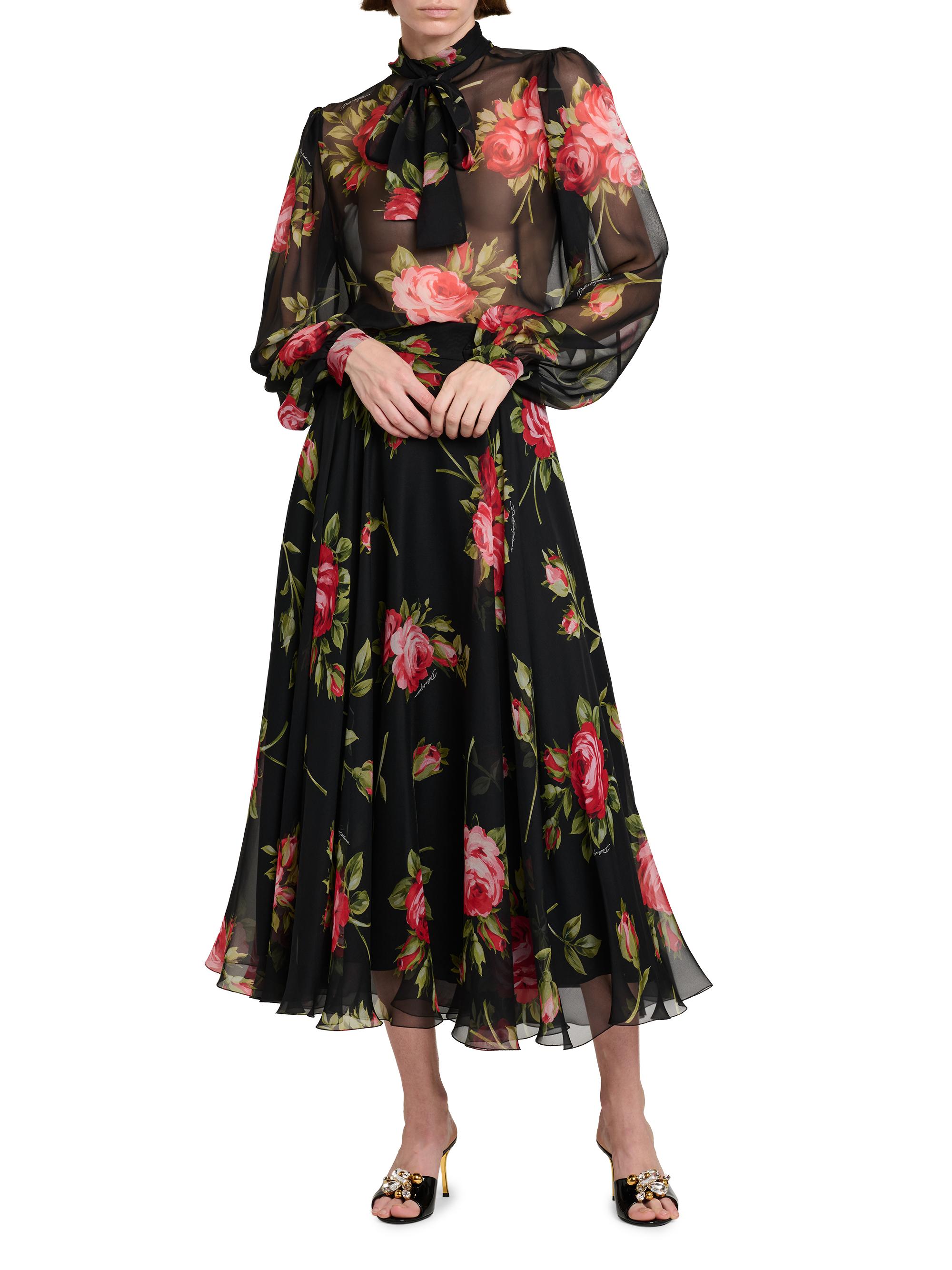 Dolce&Gabbana Floral Silk Midi-Skirt | Saks Fifth Avenue