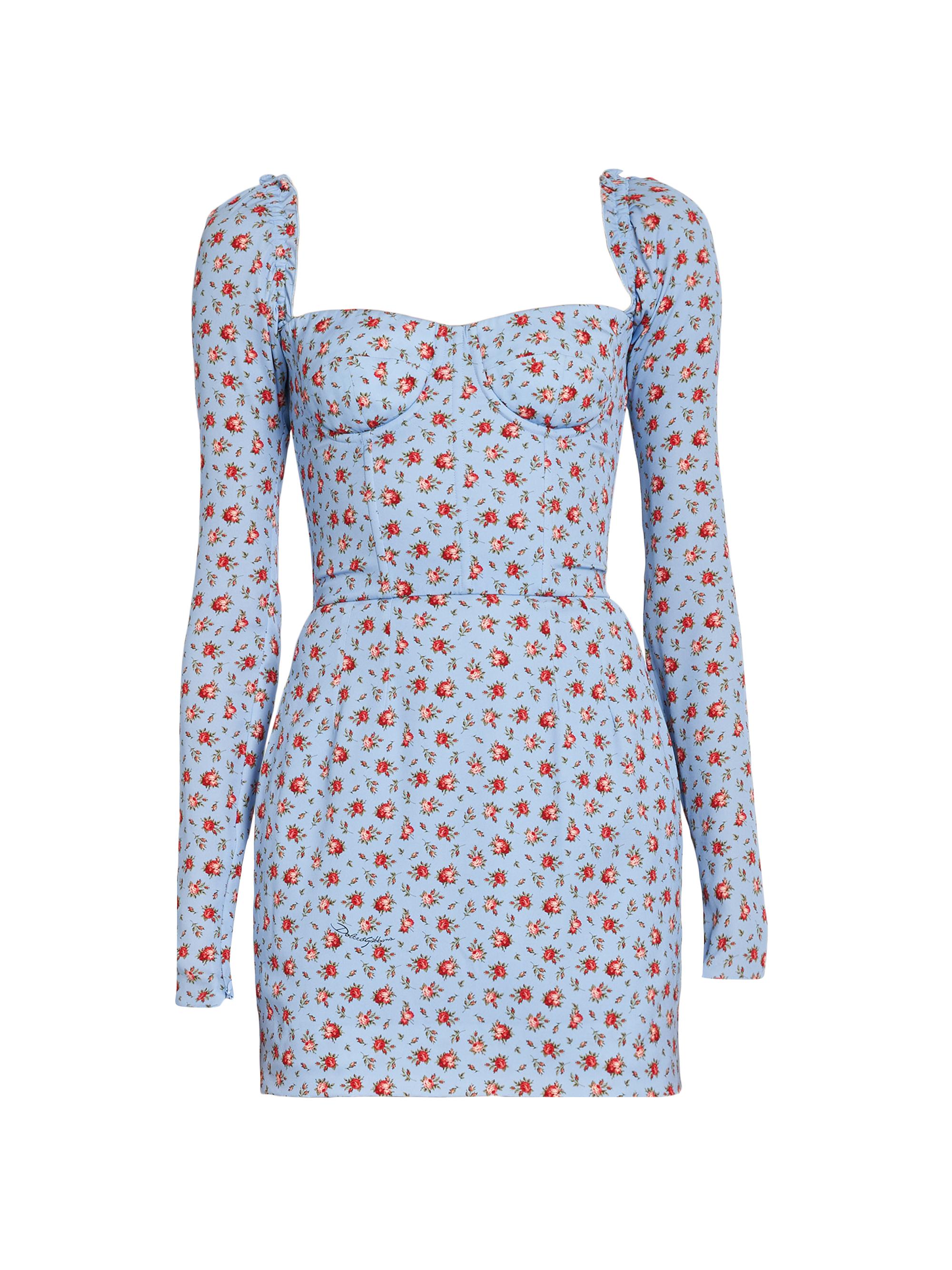 Dolce & Gabbana Women's Floral Stretch-Silk Minidress - Roselline F Celeste