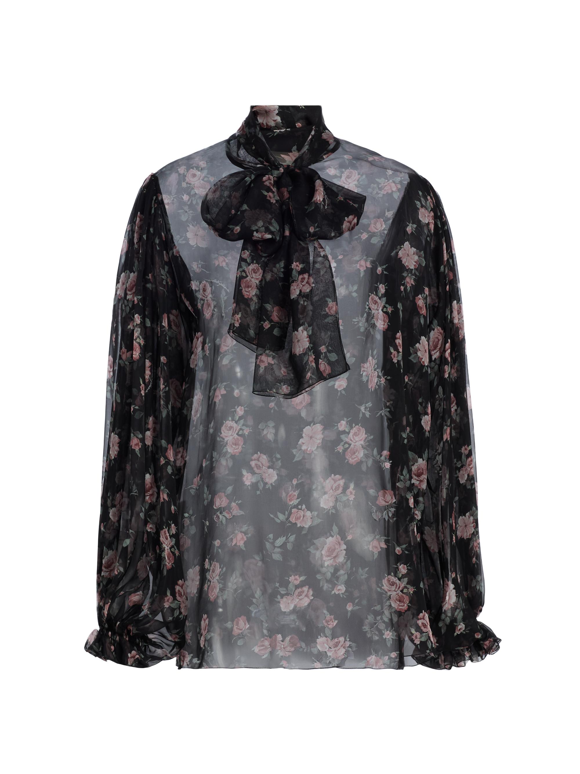 Dolce & Gabbana Women's Vintage Rose Silk Tieneck Blouse - Rose Vintage F Nero