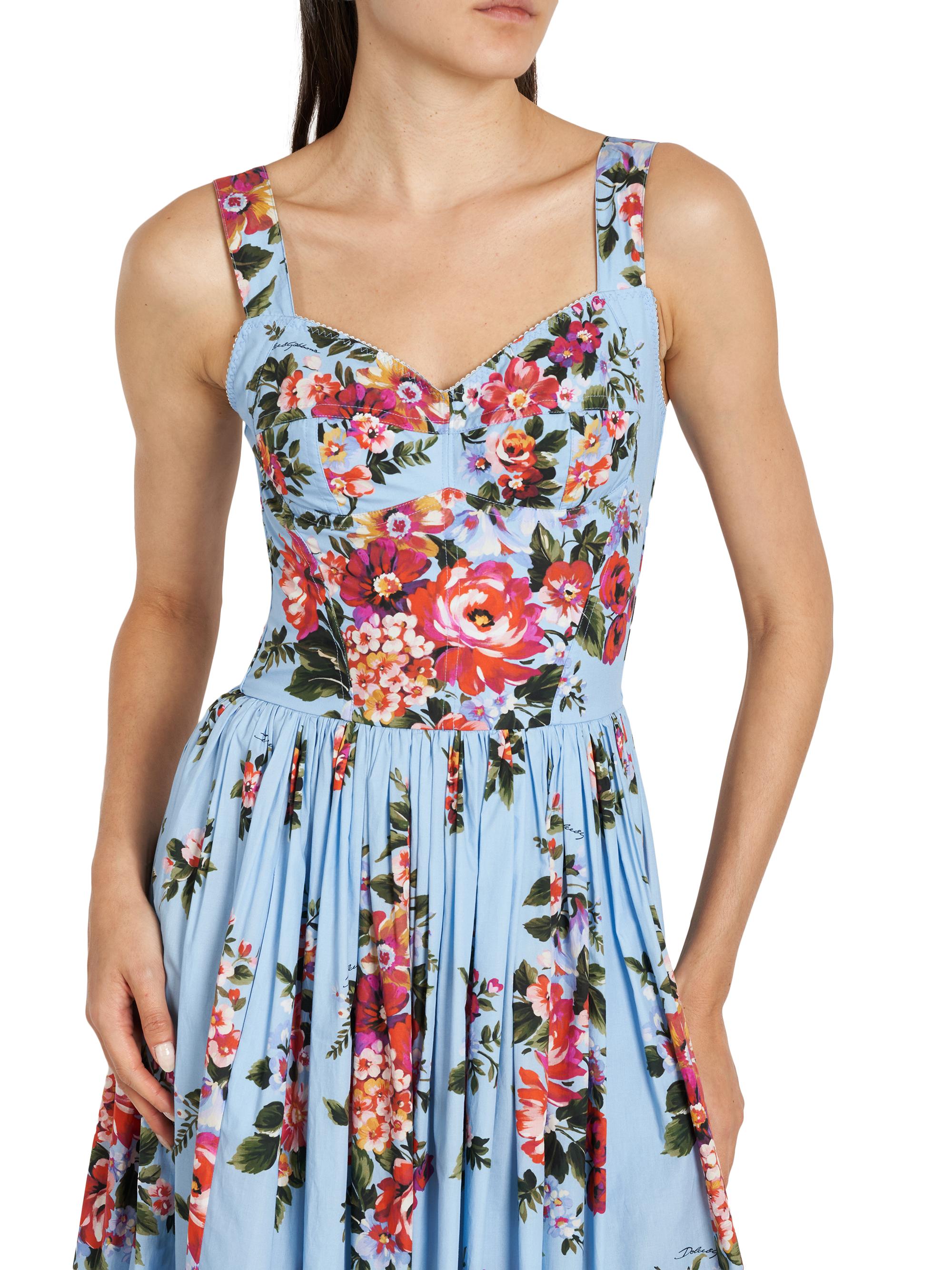 DOLCE&GABBANA ドレス Dolce&Gabbana Pleated Floral Cotton Midi-Dress | Saks Fifth Avenue