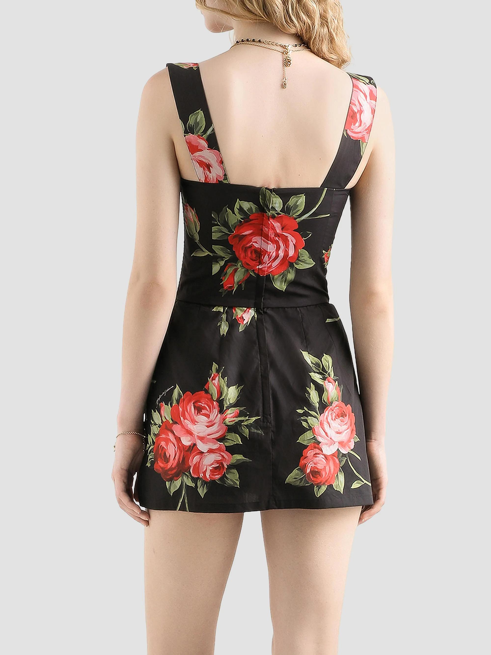 Dolce&Gabbana Rose Bouquet-Print Cotton Minidress | Saks Fifth Avenue
