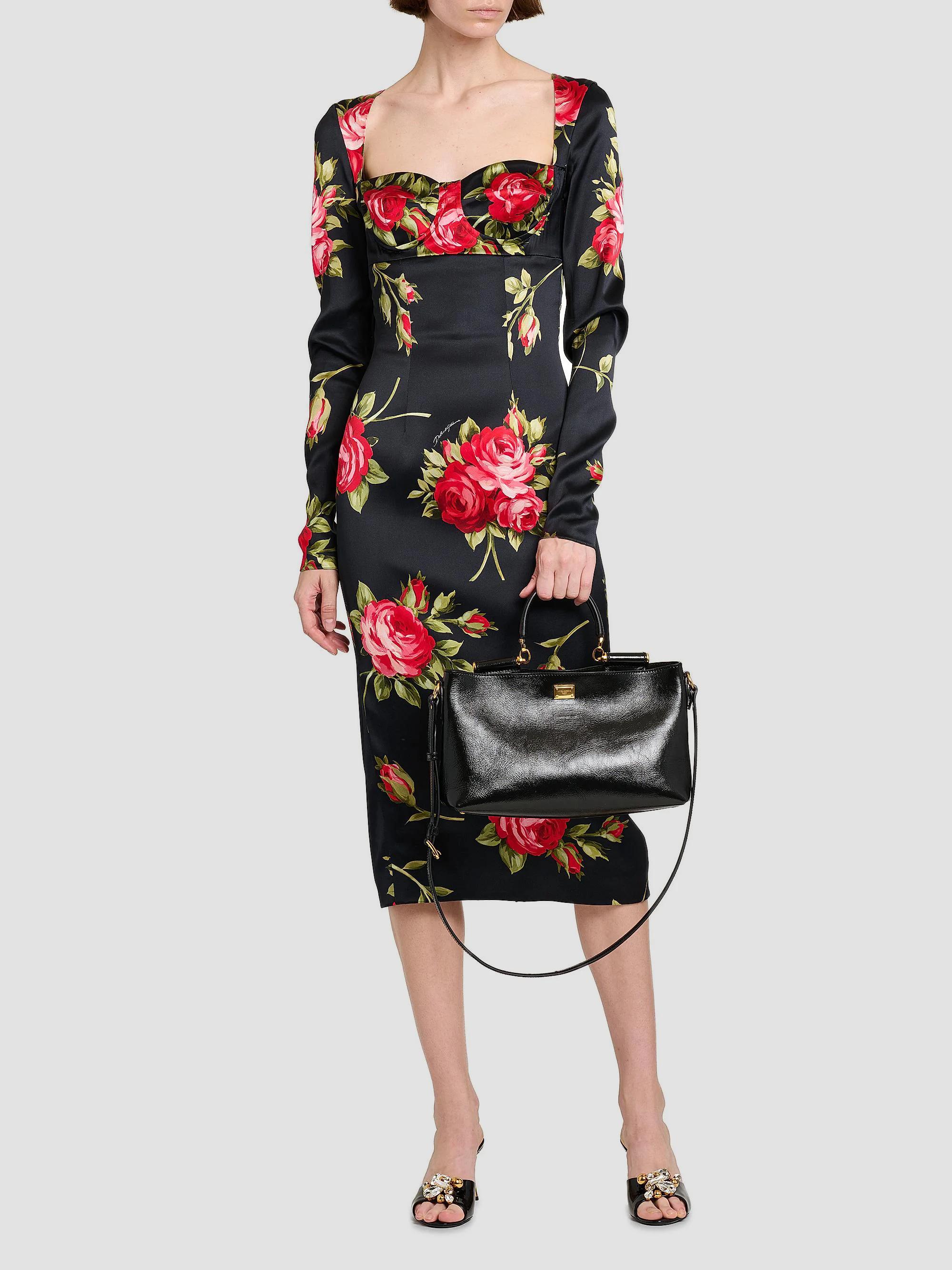 Dolce&Gabbana Floral Satin Long-Sleeve Cocktail Dress | Saks Fifth