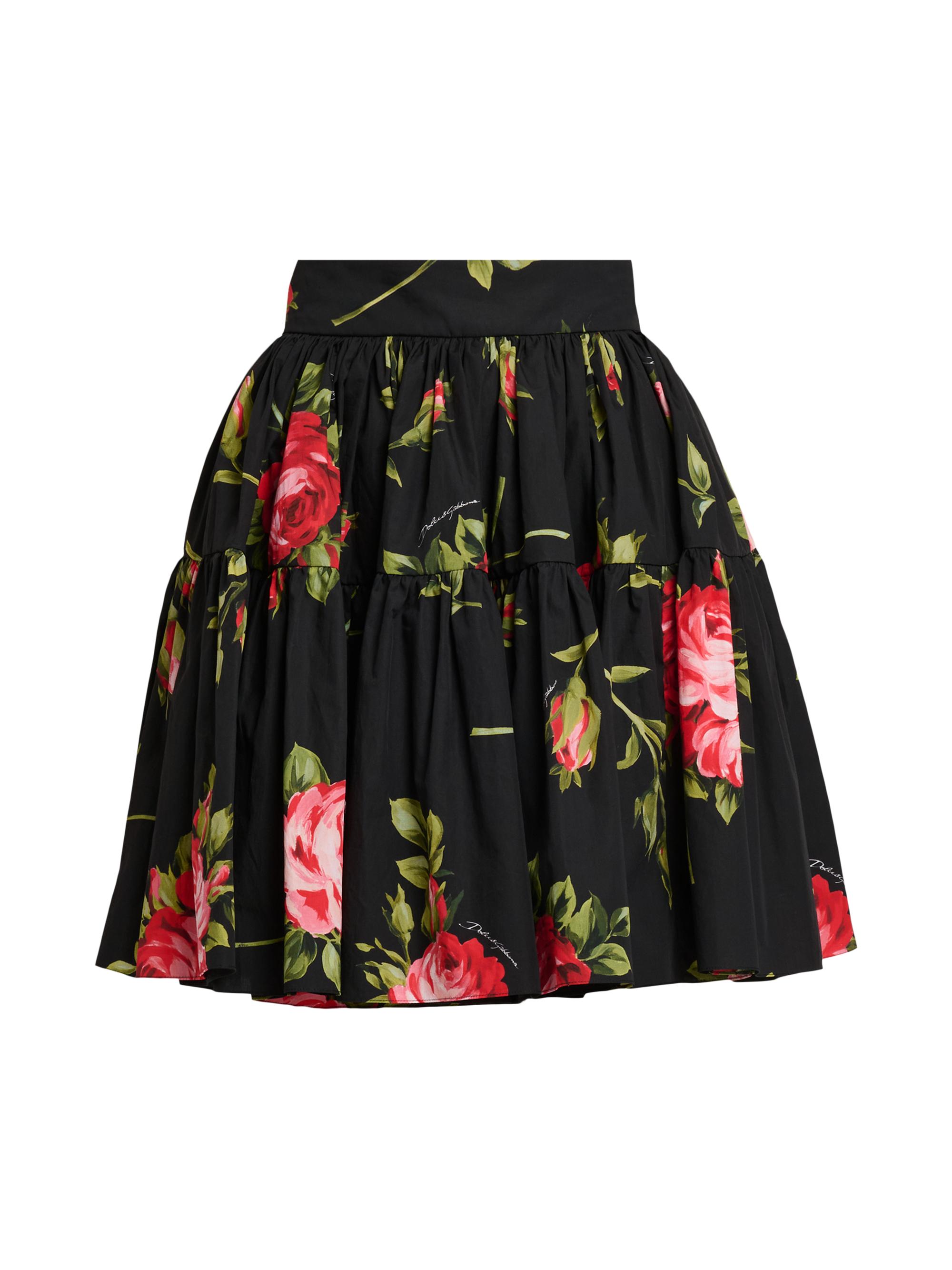 Dolce&Gabbana Peonies Box-Pleated Cotton Midi-Skirt | Saks Fifth