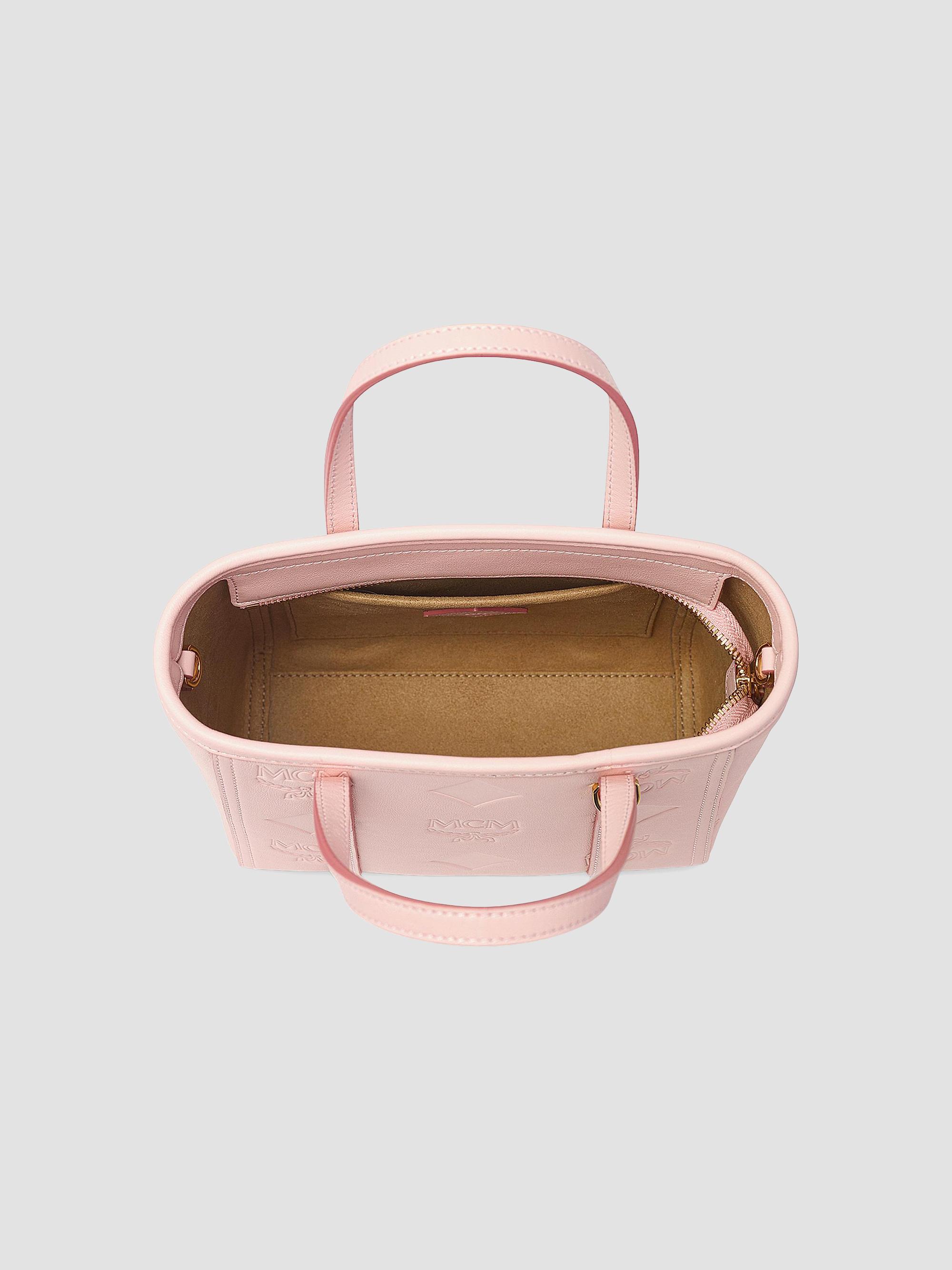 MCM Women's Mini Toni Visetos Cotton Shopper Tote Bag - Lotus Pink | Thumbnail 3