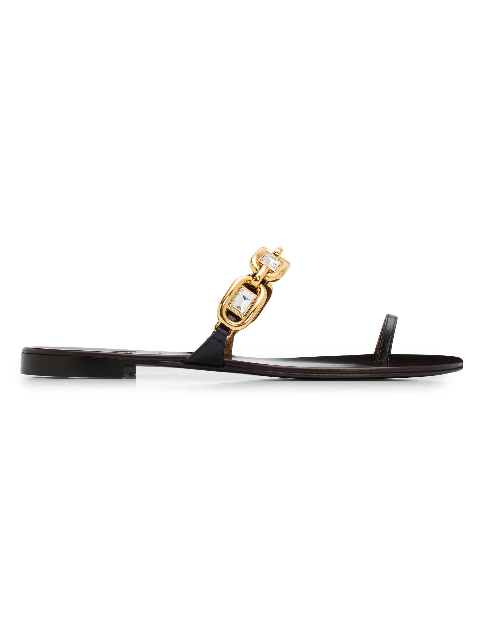 Giuseppe Zanotti Women's Jewel Crystal-Embellished Flat Sandals - Cuoio