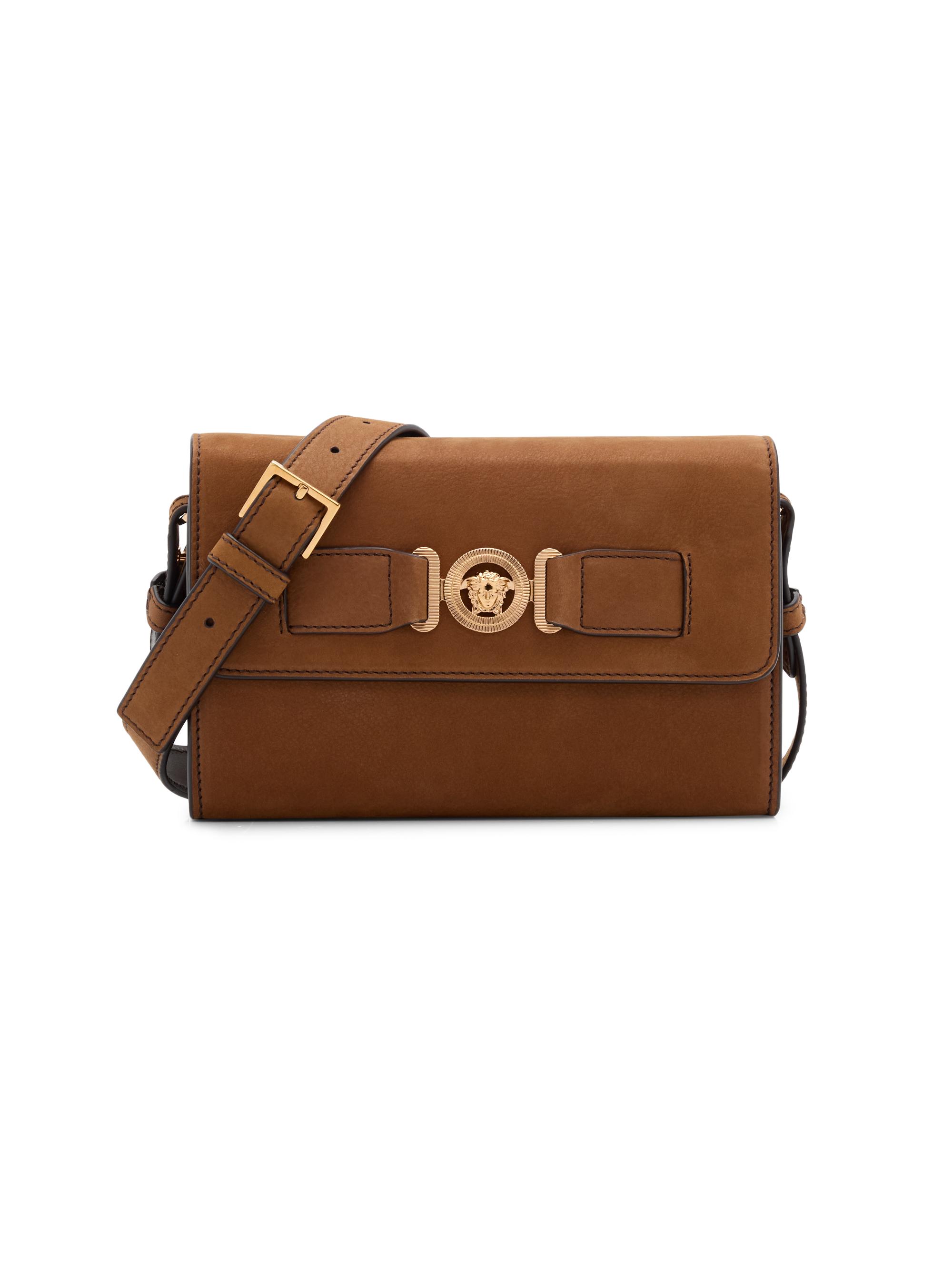 Versace Men's Medusa Leather Clutch - Light Brown  Gold