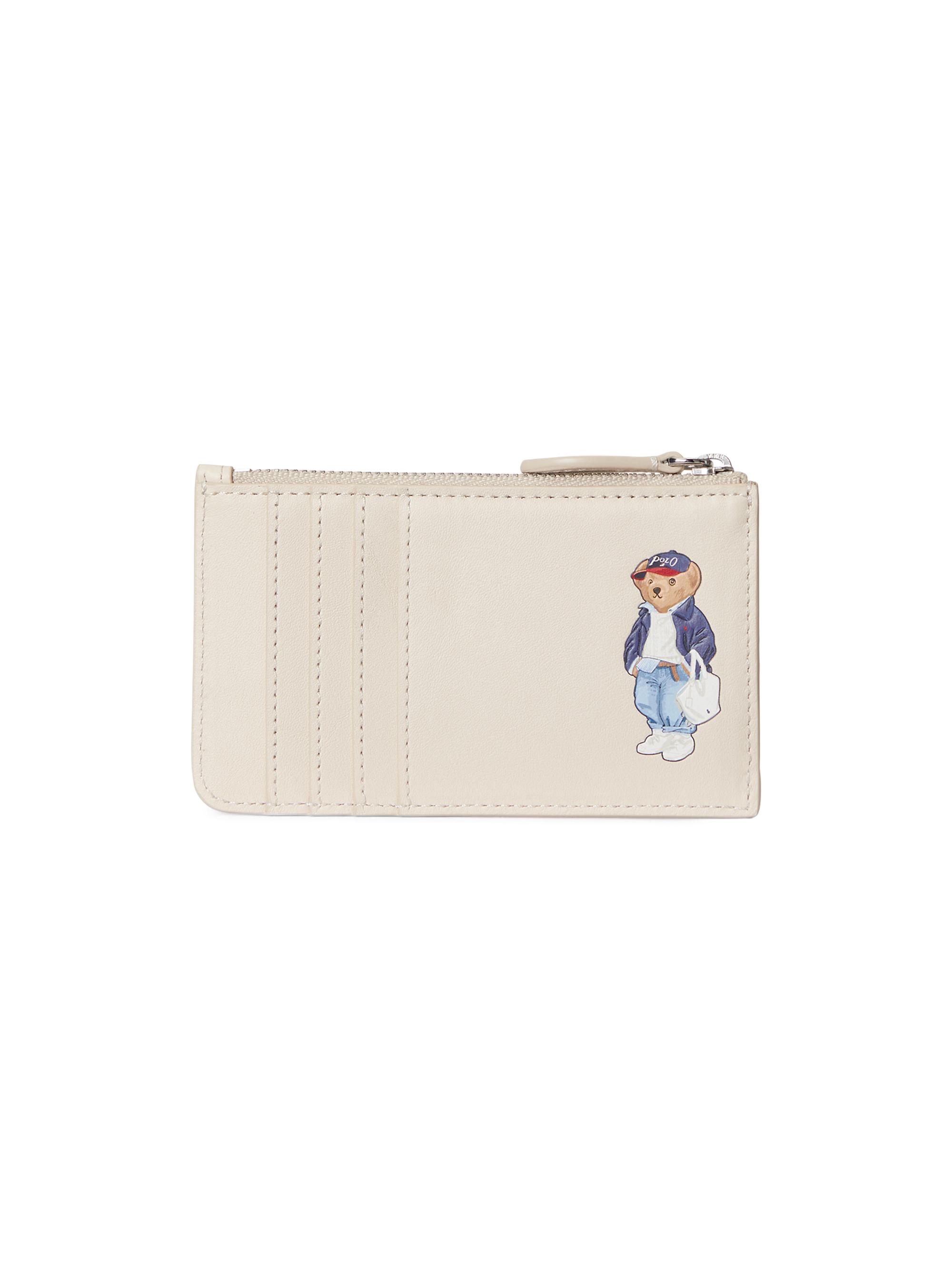 Polo Ralph Lauren Women's Spring Bear Leather Zip Card Case - Parchment