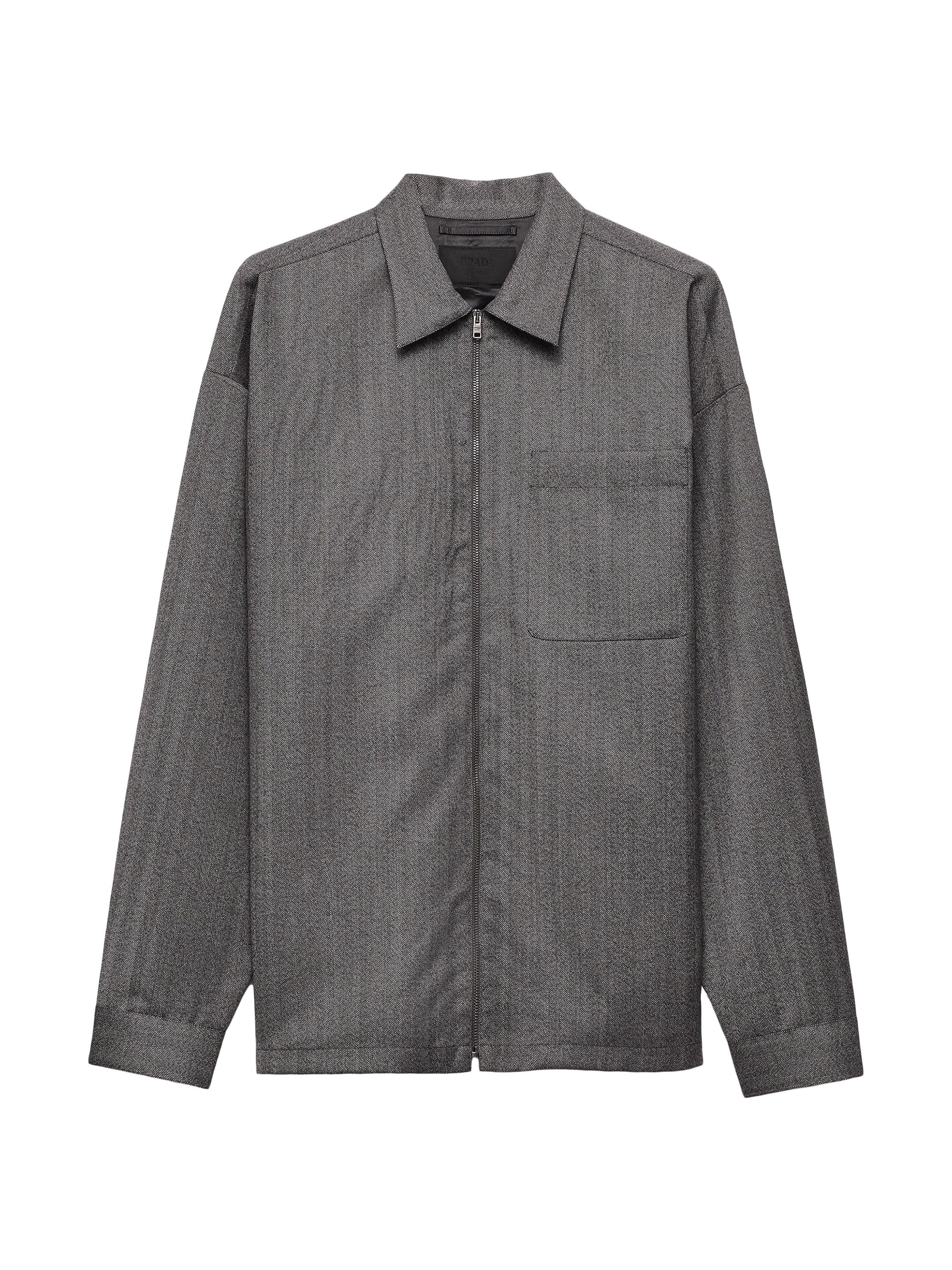 Prada Men's Wool Zipper Shirt - Grey