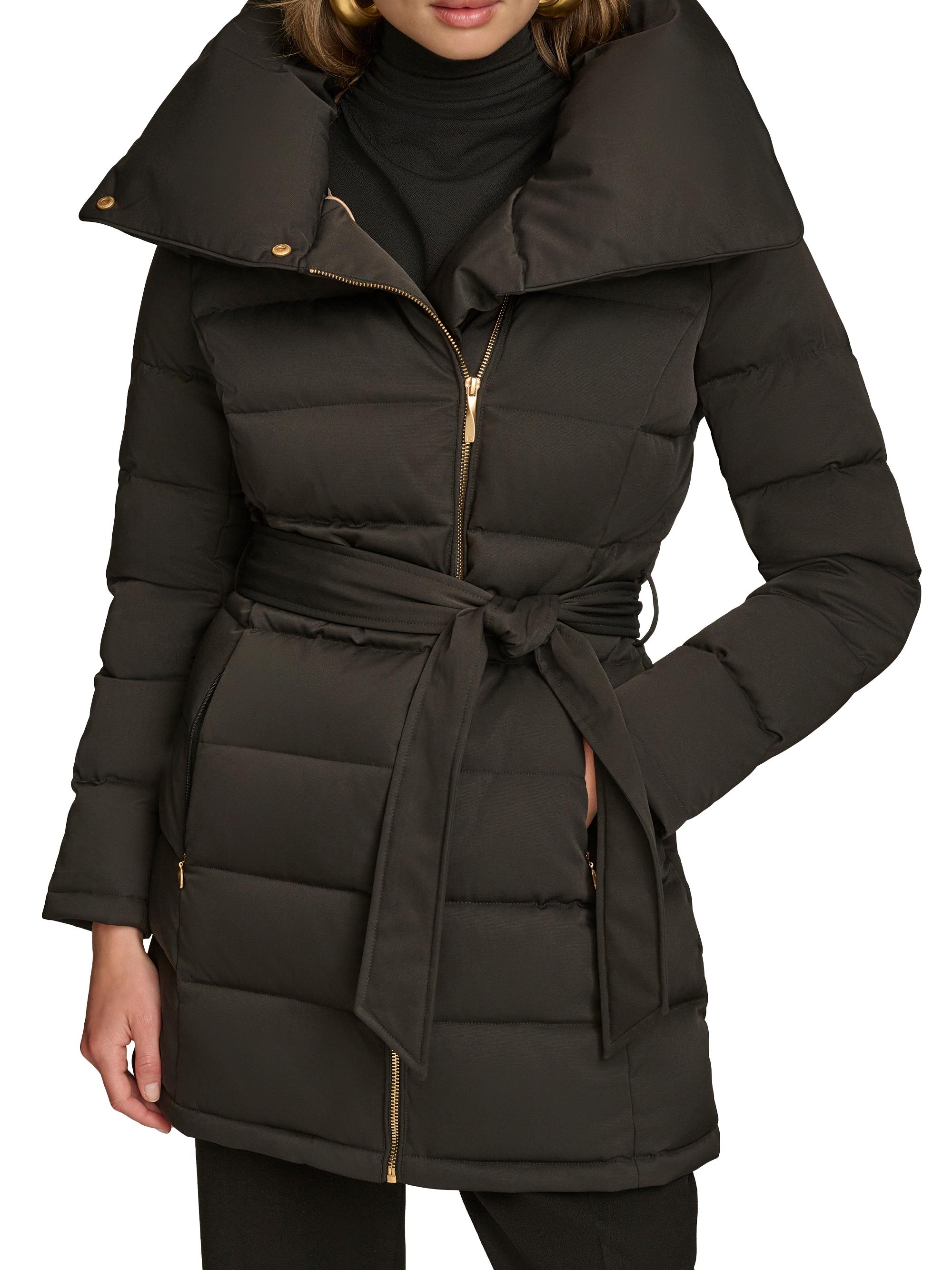 Donna Karan New York Women's Belted Puffer Coat - Black