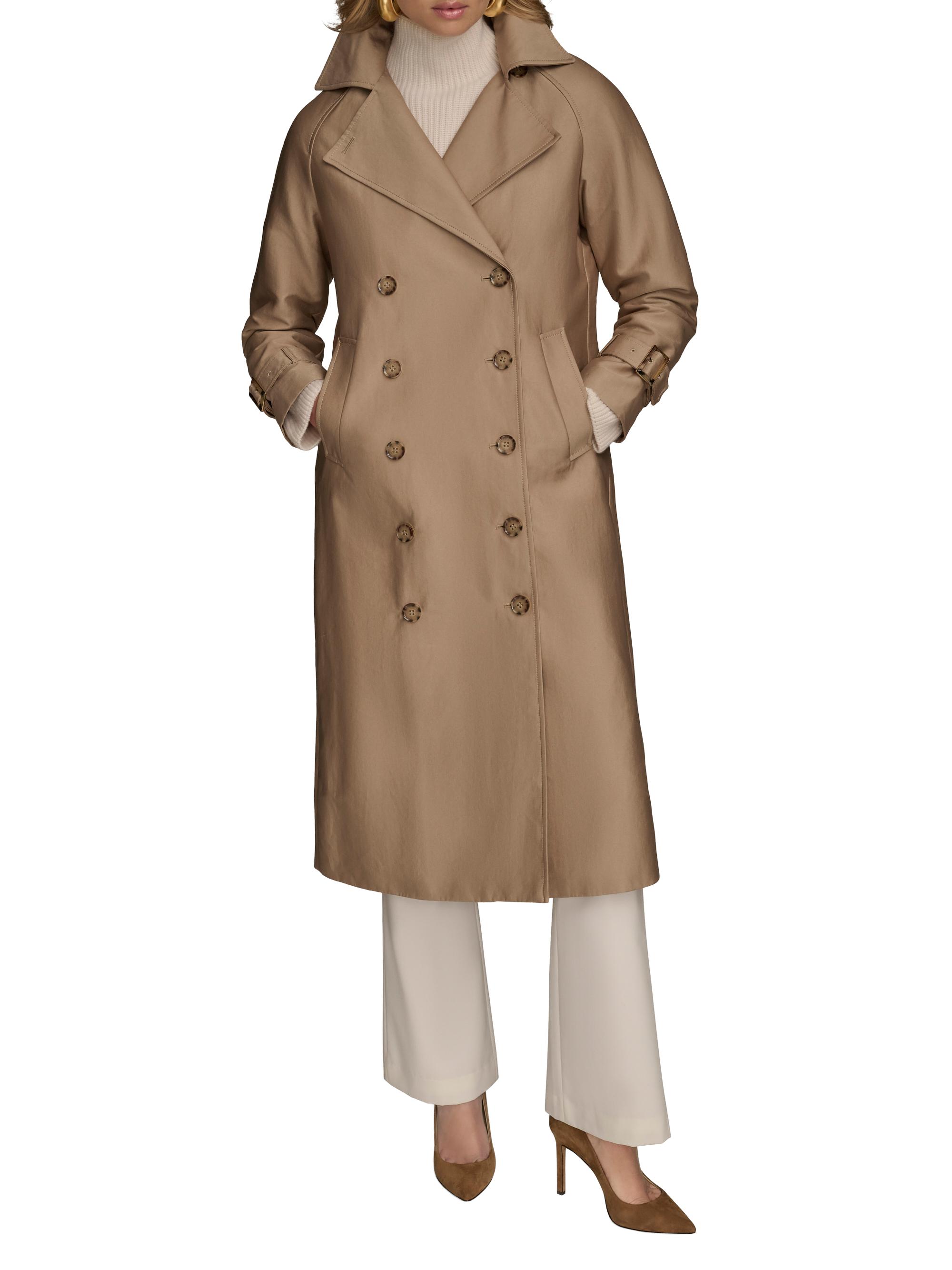 Donna Karan New York Women's Cotton-Blend Double-Breasted Trench Coat - Khaki