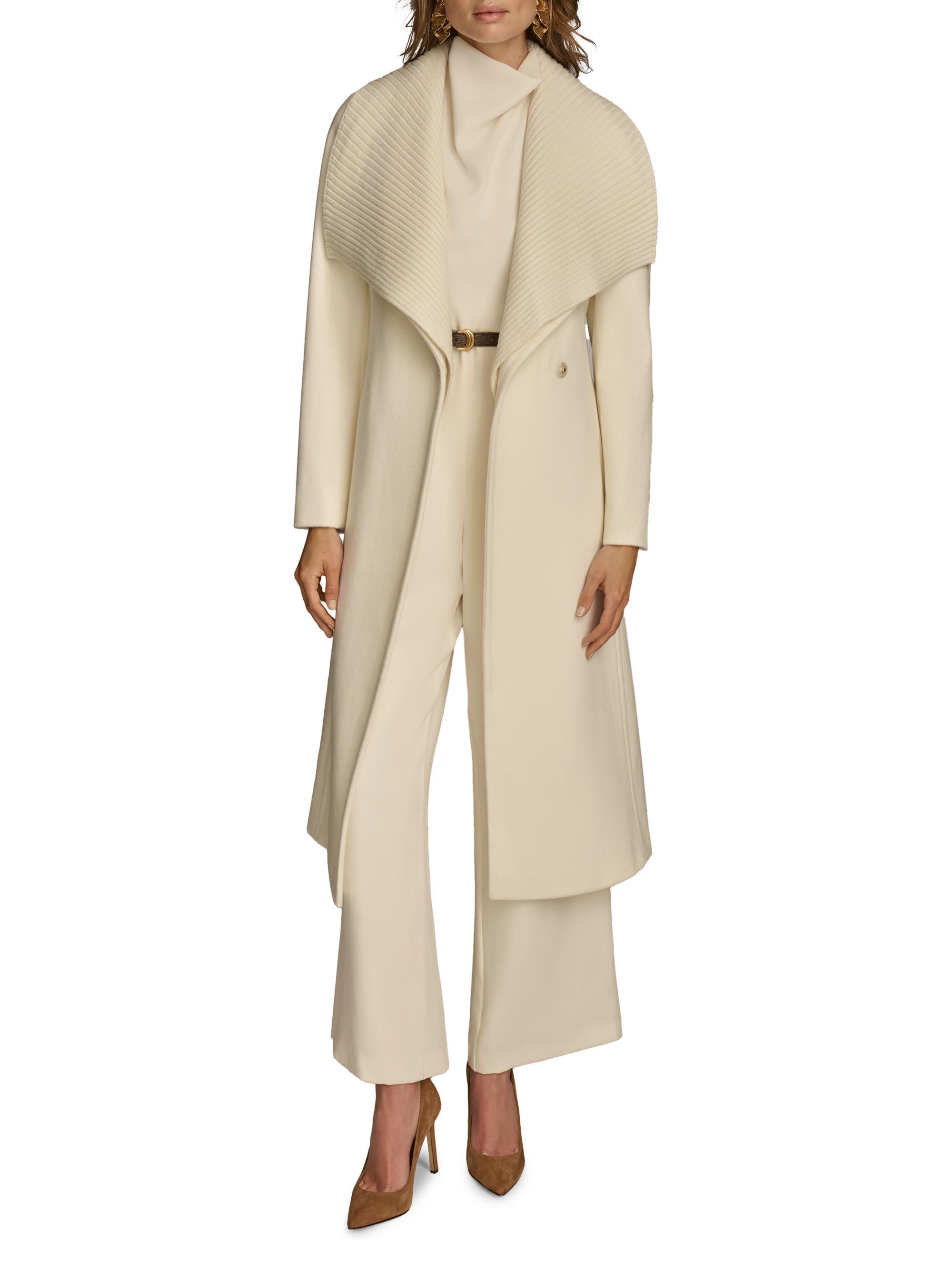 Donna Karan New York Women's Knit-Collar Belted Coat -