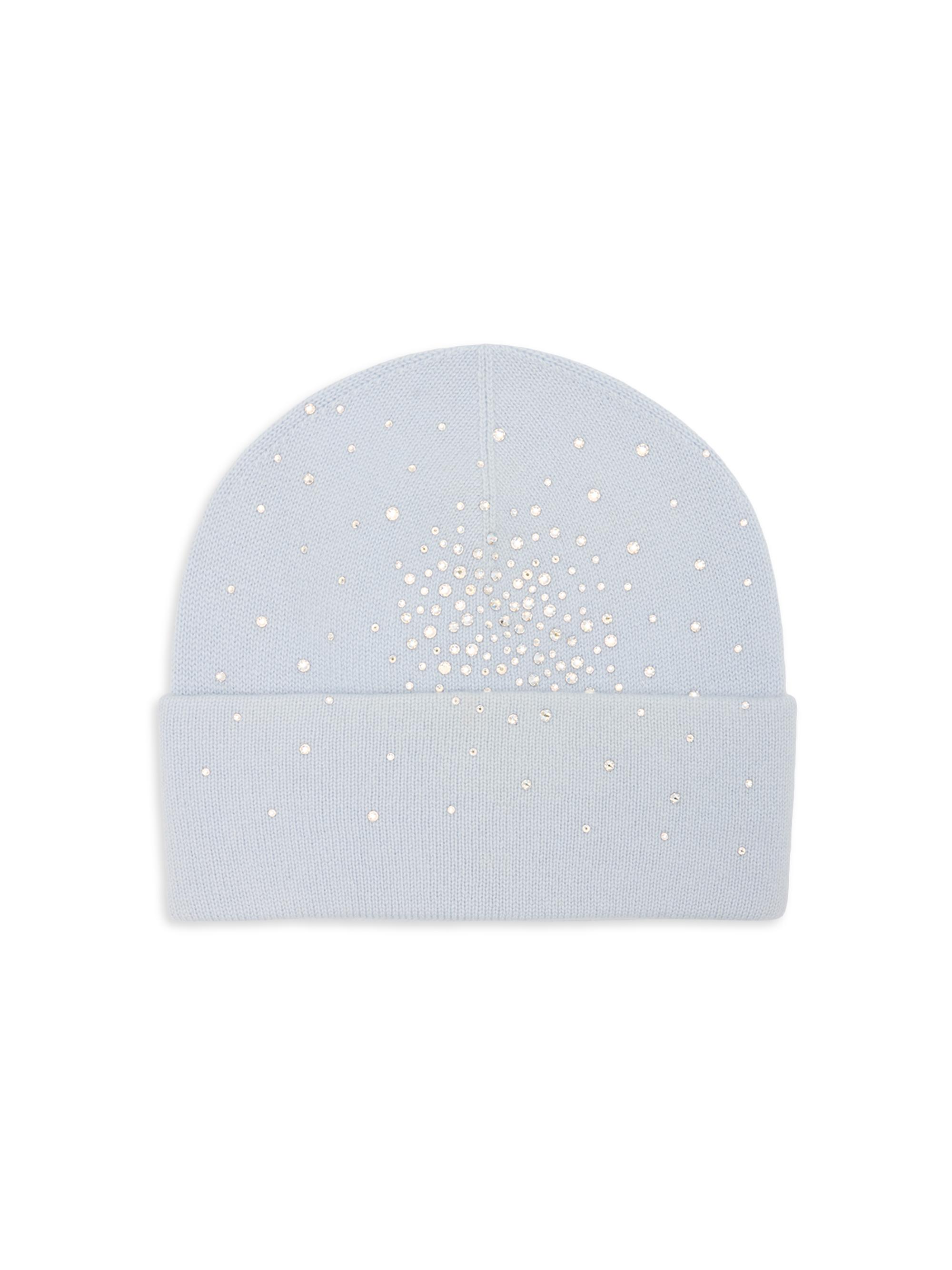 Carolyn Rowan Collection Women's Crystal-Embellished Cashmere Beanie - Cloud Blue