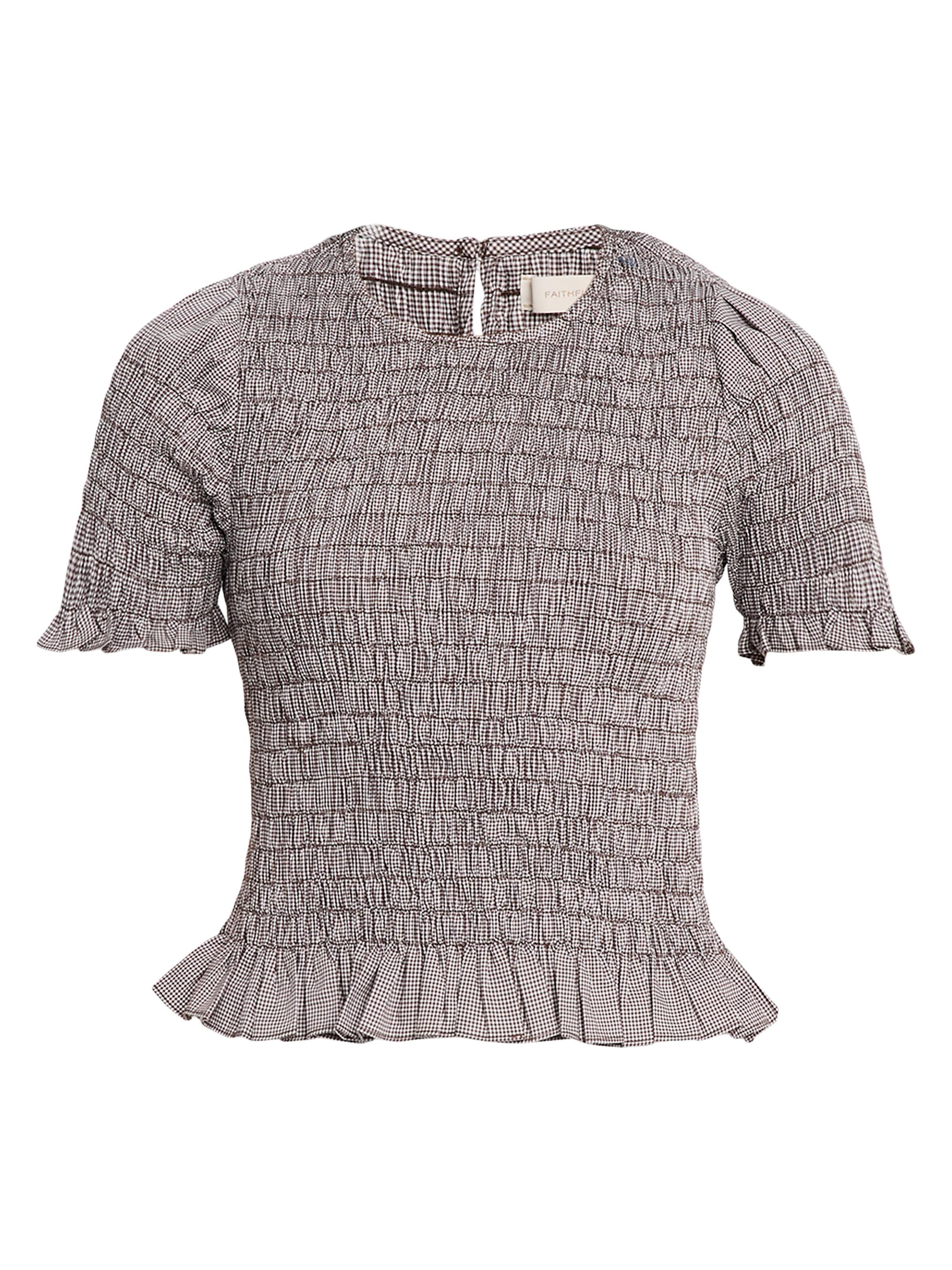 Faithfull the Brand Women's Edda Smocked Cotton Gingham Top - Brown