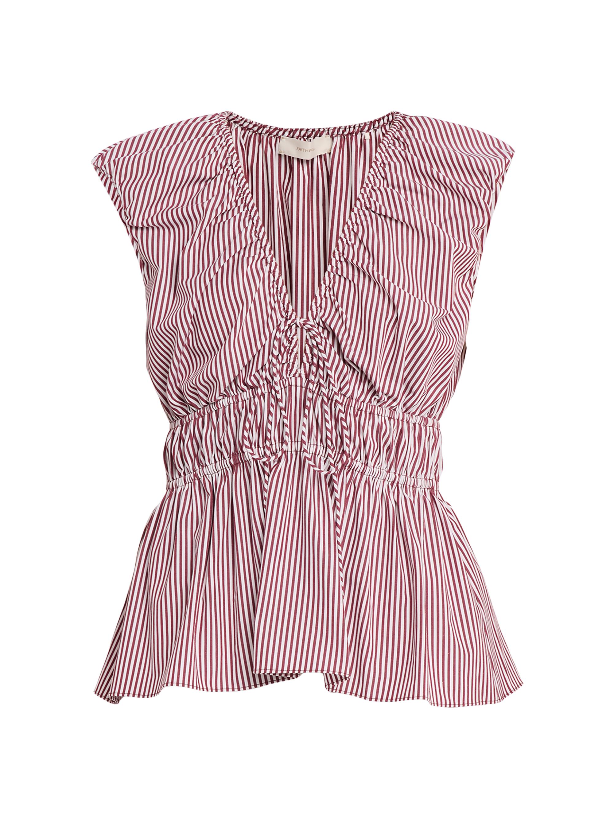 Faithfull the Brand Women's Hedda Striped Cotton Peplum Top