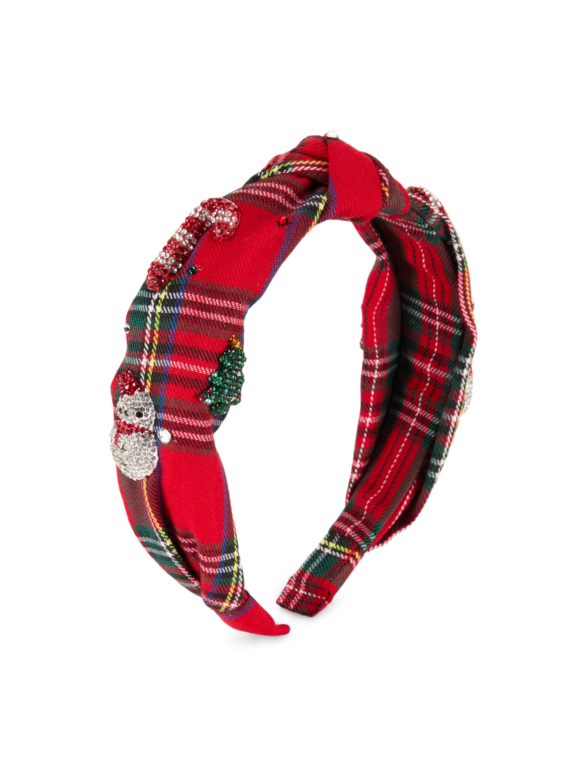 Bari Lynn Plaid Knot Headband - Red