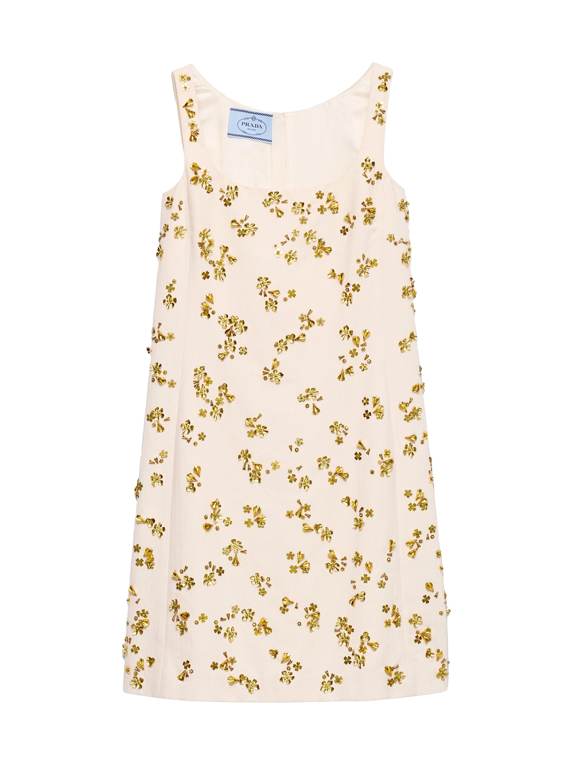 Prada Women's Embroidered Chevron Mini-dress - Beige Multi