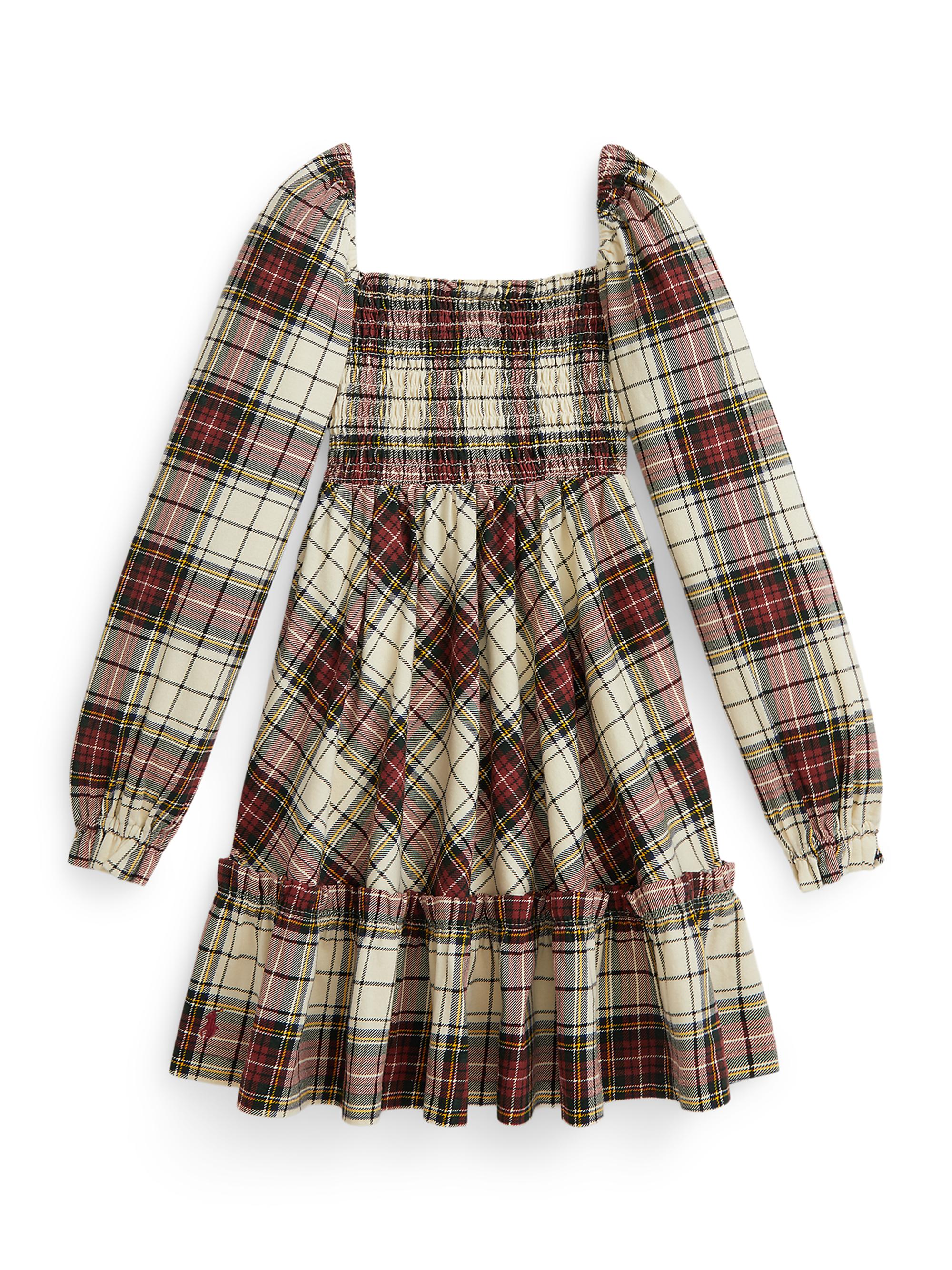 Little Girl's & Smocked Plaid Cotton Squareneck Dress