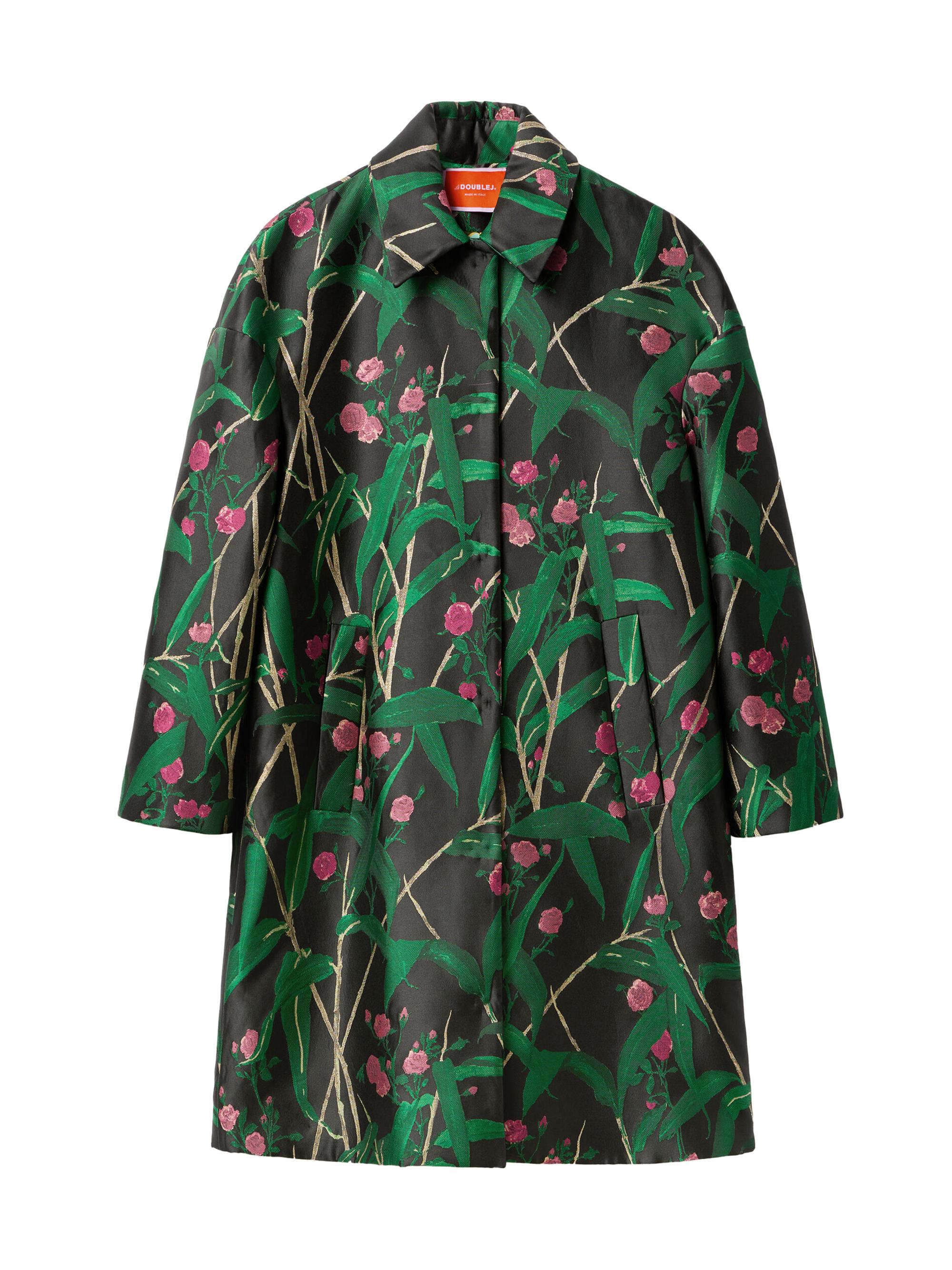 La DoubleJ Women's Boxy Coat - Bamboo Jacquard Black