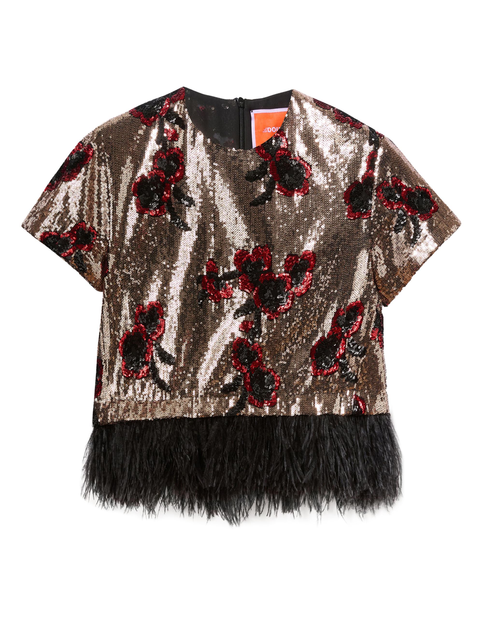 La DoubleJ Women's La Scala Tee with Feathers - Primrose Bronze