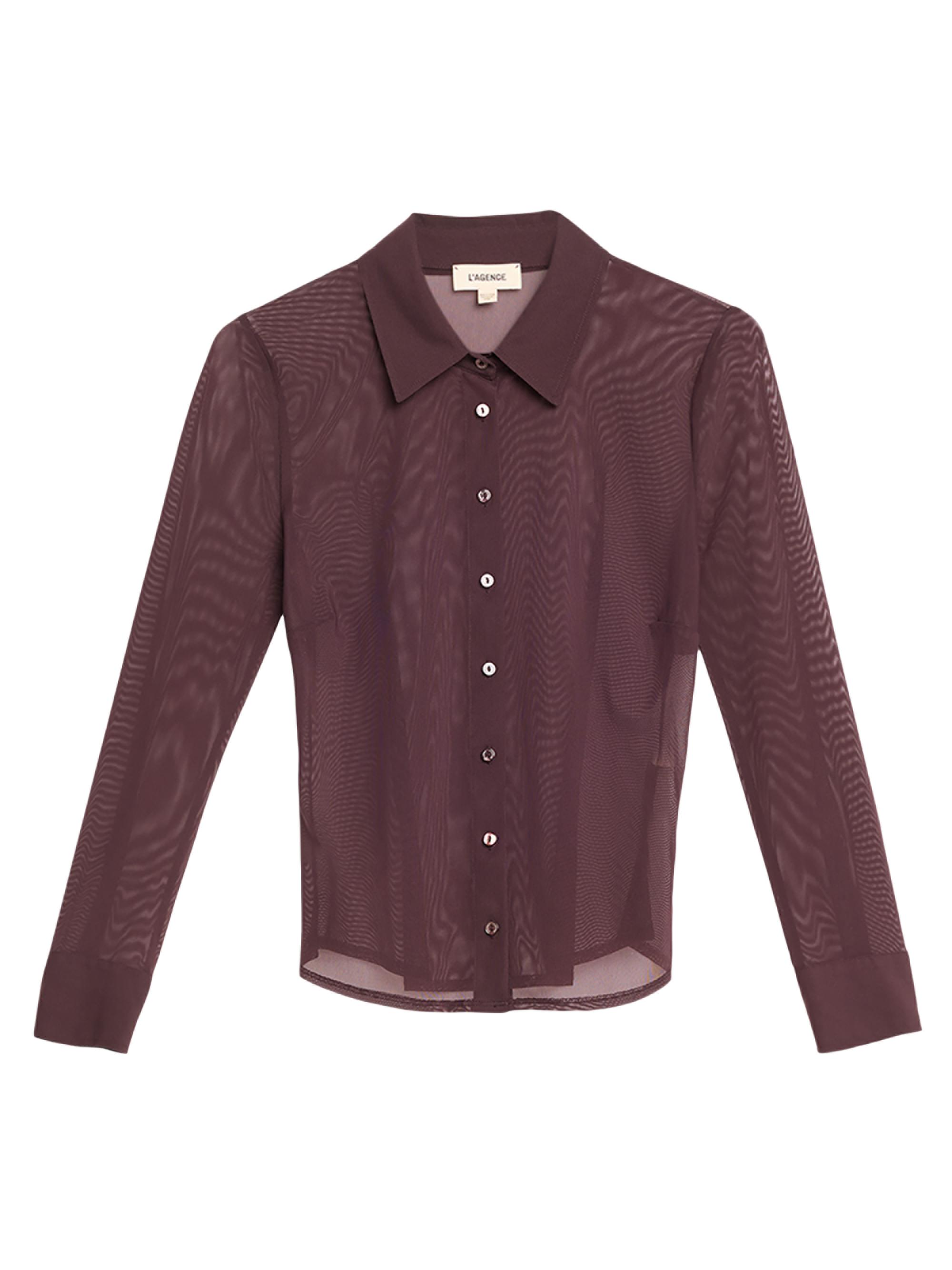 L'AGENCE Women's Indiana Fitted Mesh Blouse - Dark Syrah