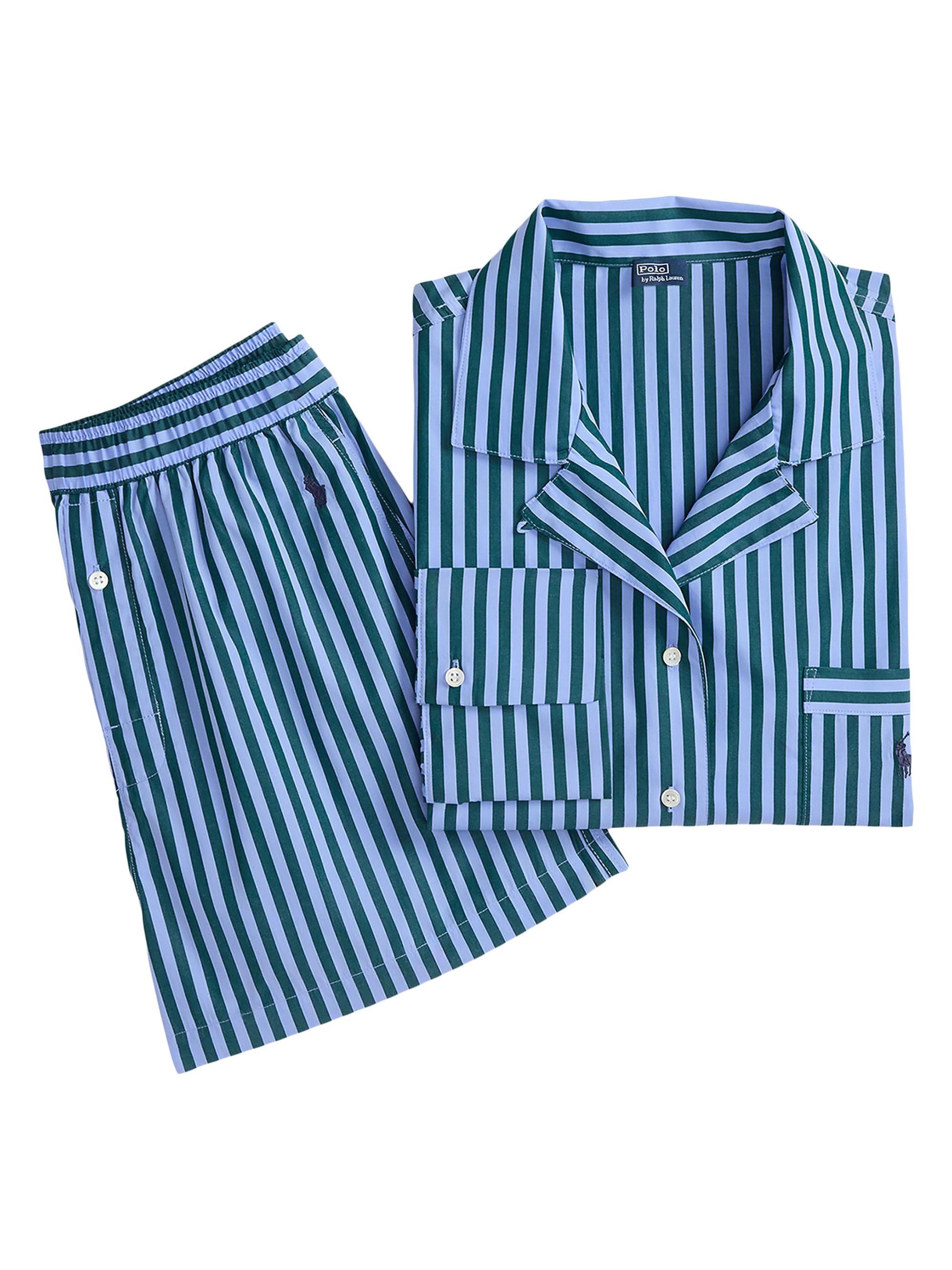 Polo Ralph Lauren Women's Shirting Stripes Cotton Short Pajamas - Chambray Blue