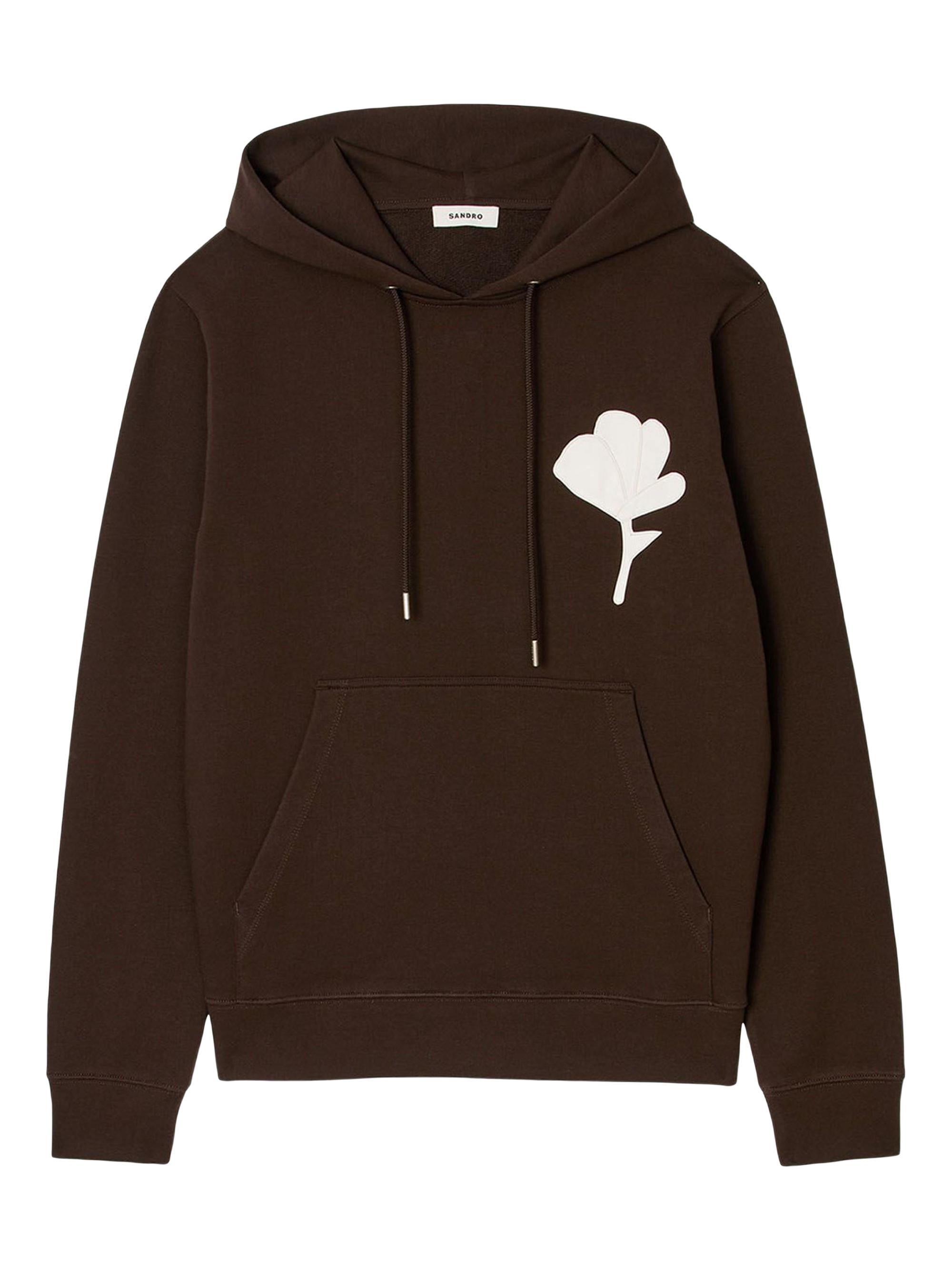 Sandro Men's Sweatshirt with Flower Patch - Chocolate