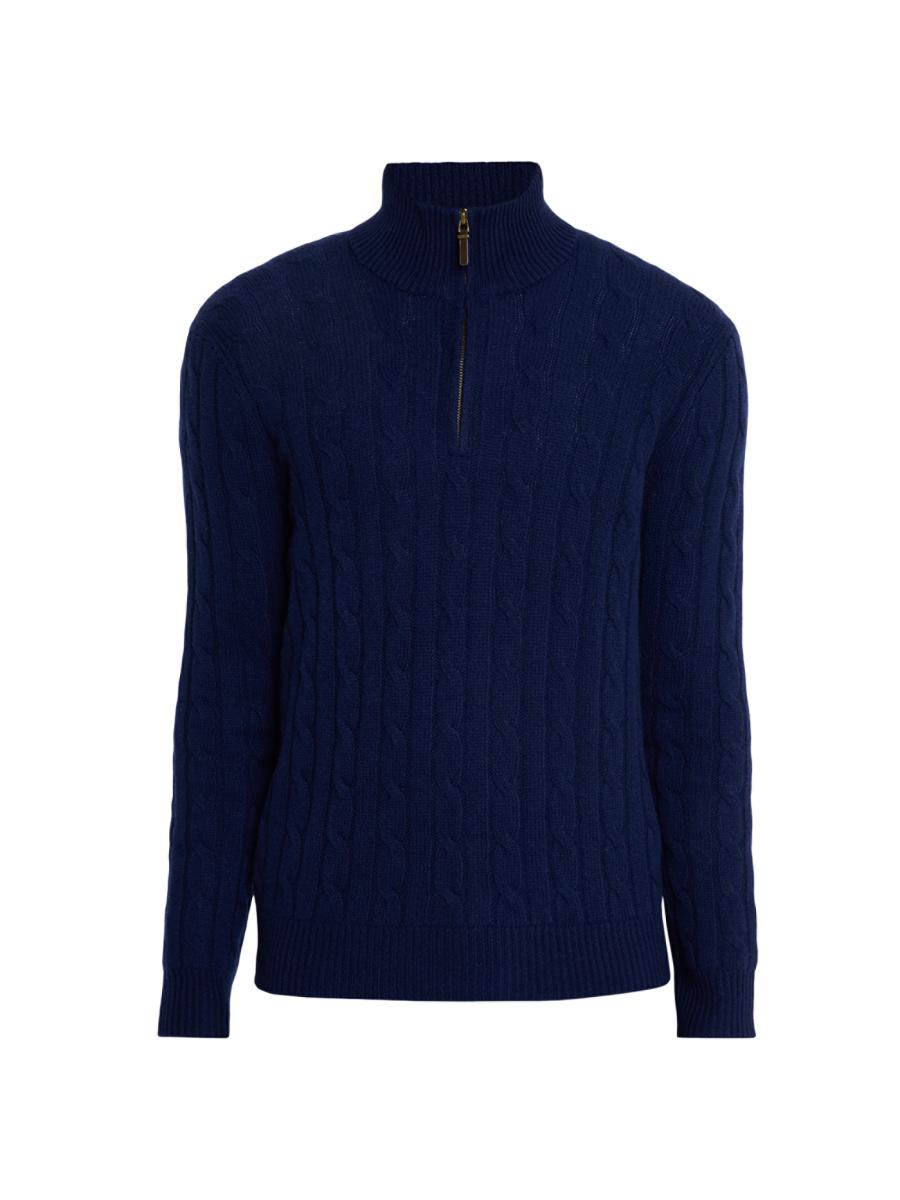 Polo Ralph Lauren Cable-Knit Cashmere Quarter-Zip Sweater | Saks