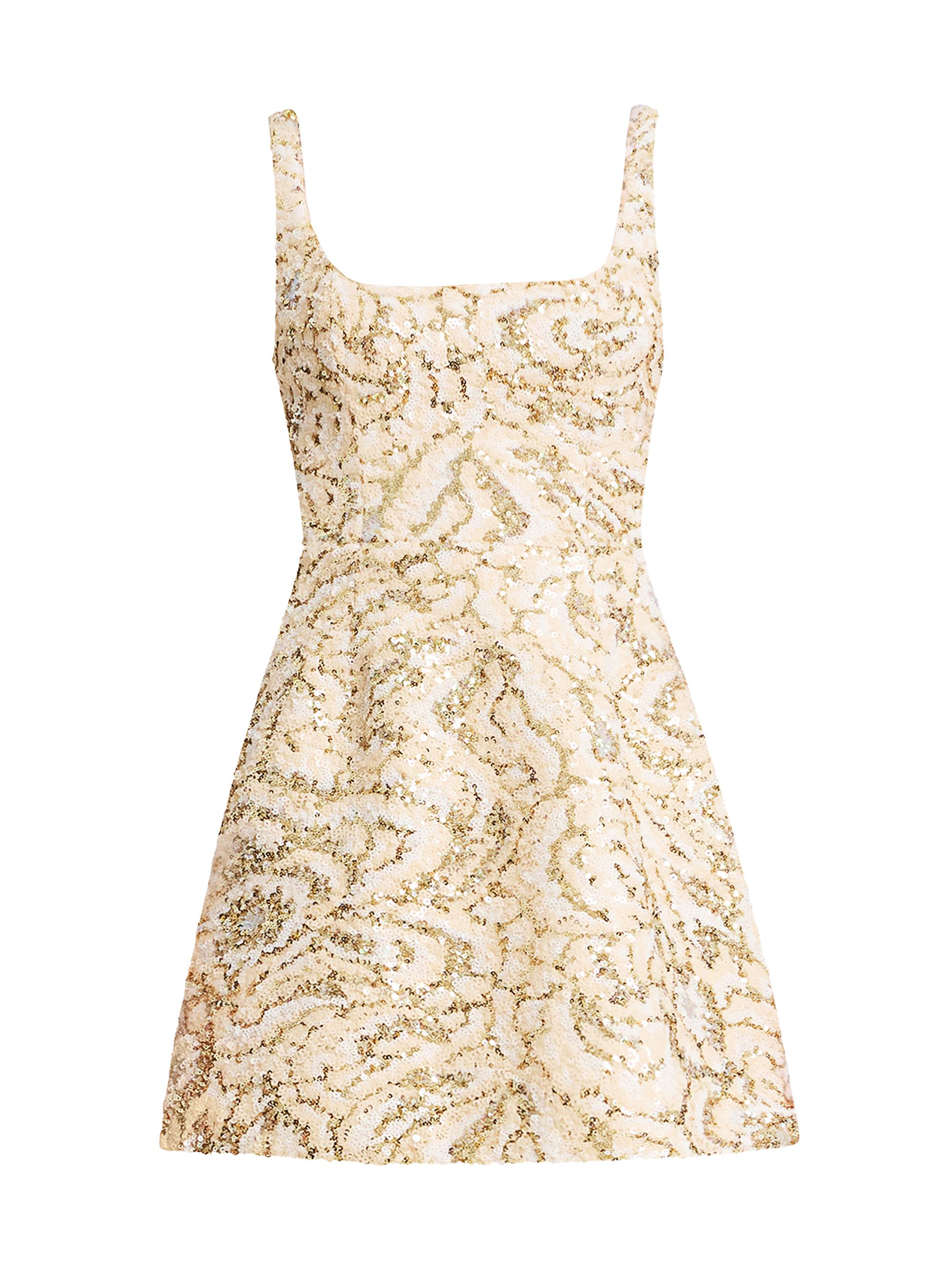 Dress the Population Women's Square Neck Mini Dress - Cream Multi - XL