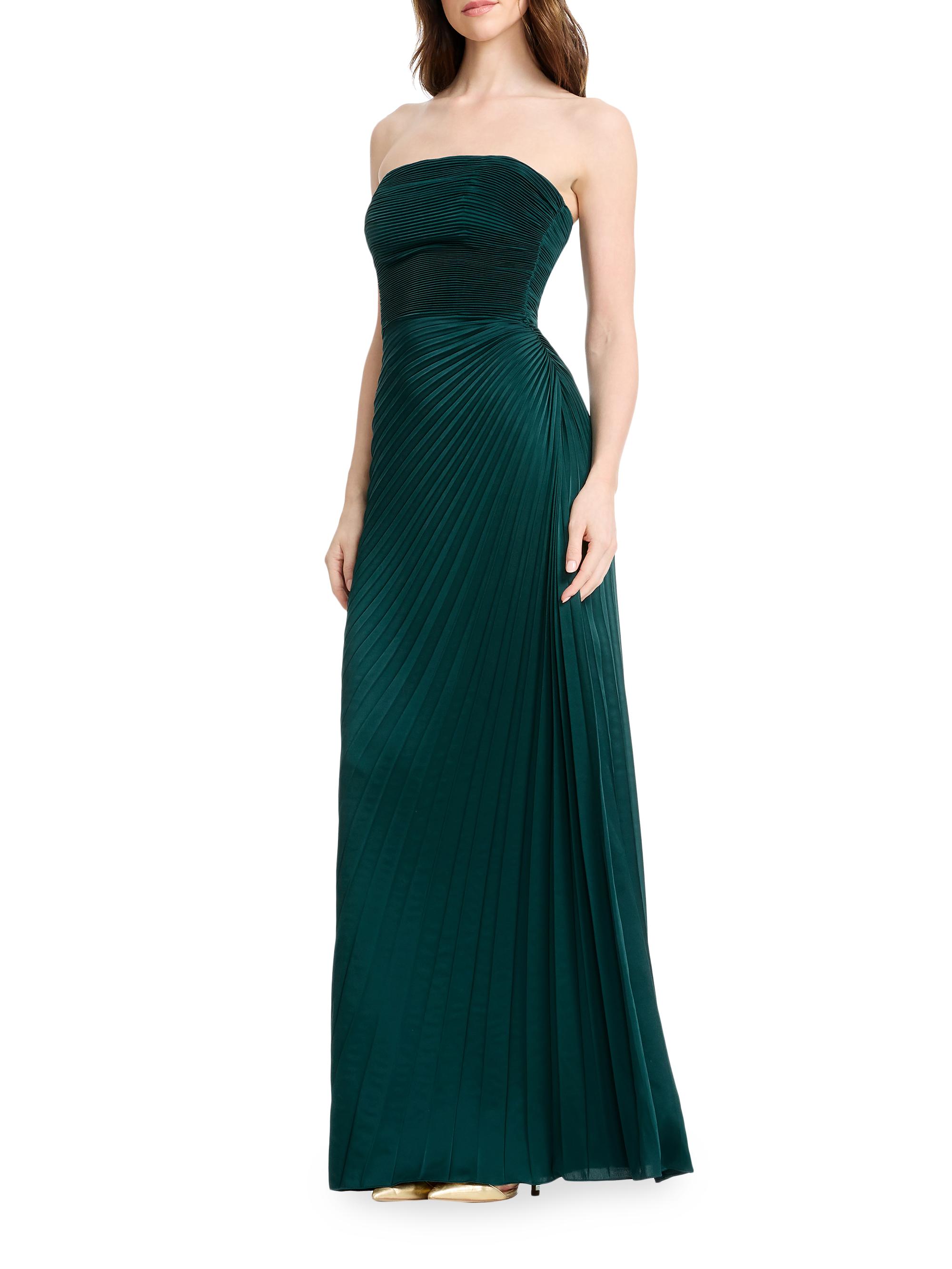 Dress The Population Kinley Strapless Satin Crepe Pleated Gown | Saks Fifth  Avenue