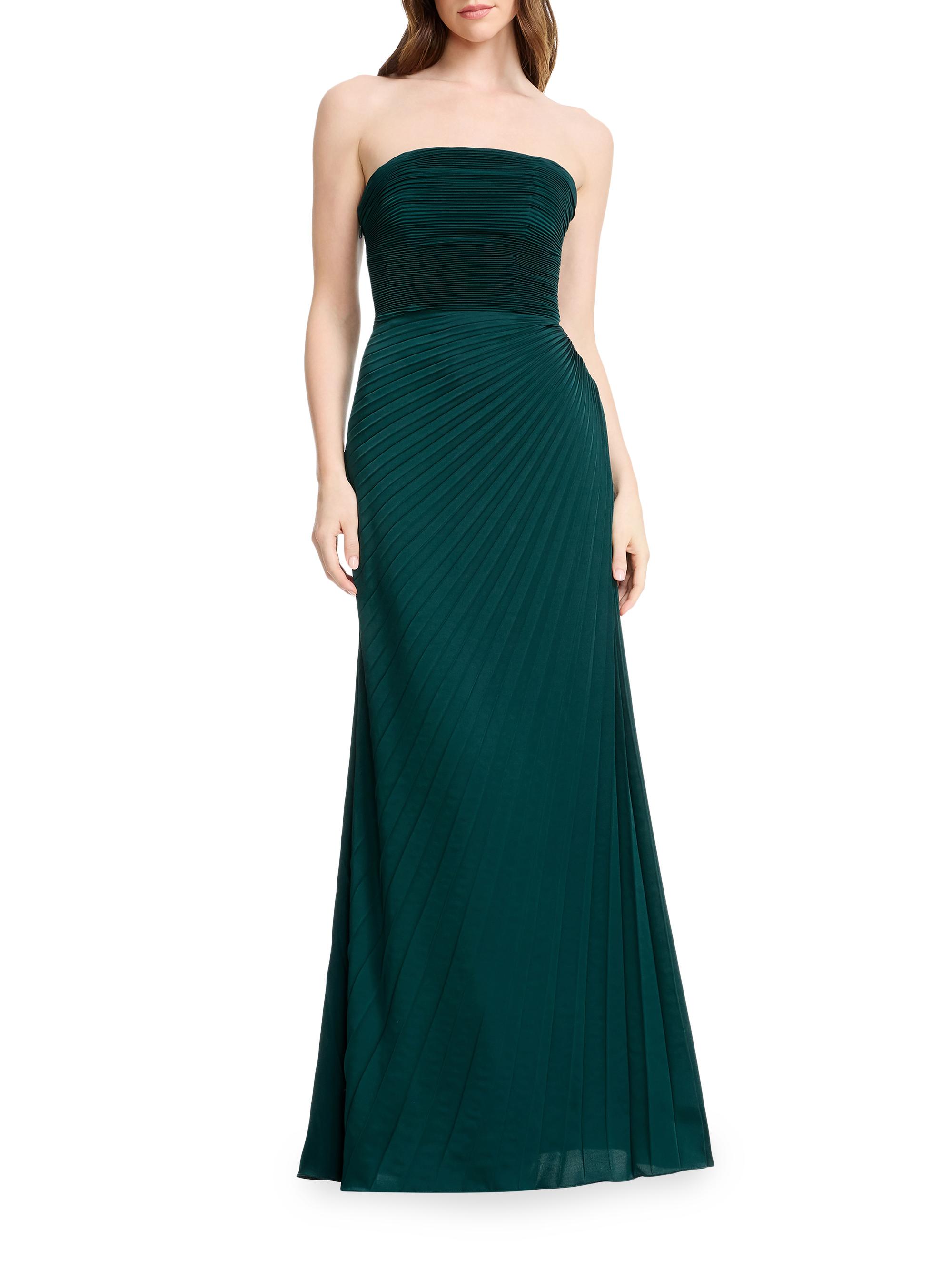 Dress The Population Women's Kinley Strapless Pleated A-Line Ball Gown - Pine - XL