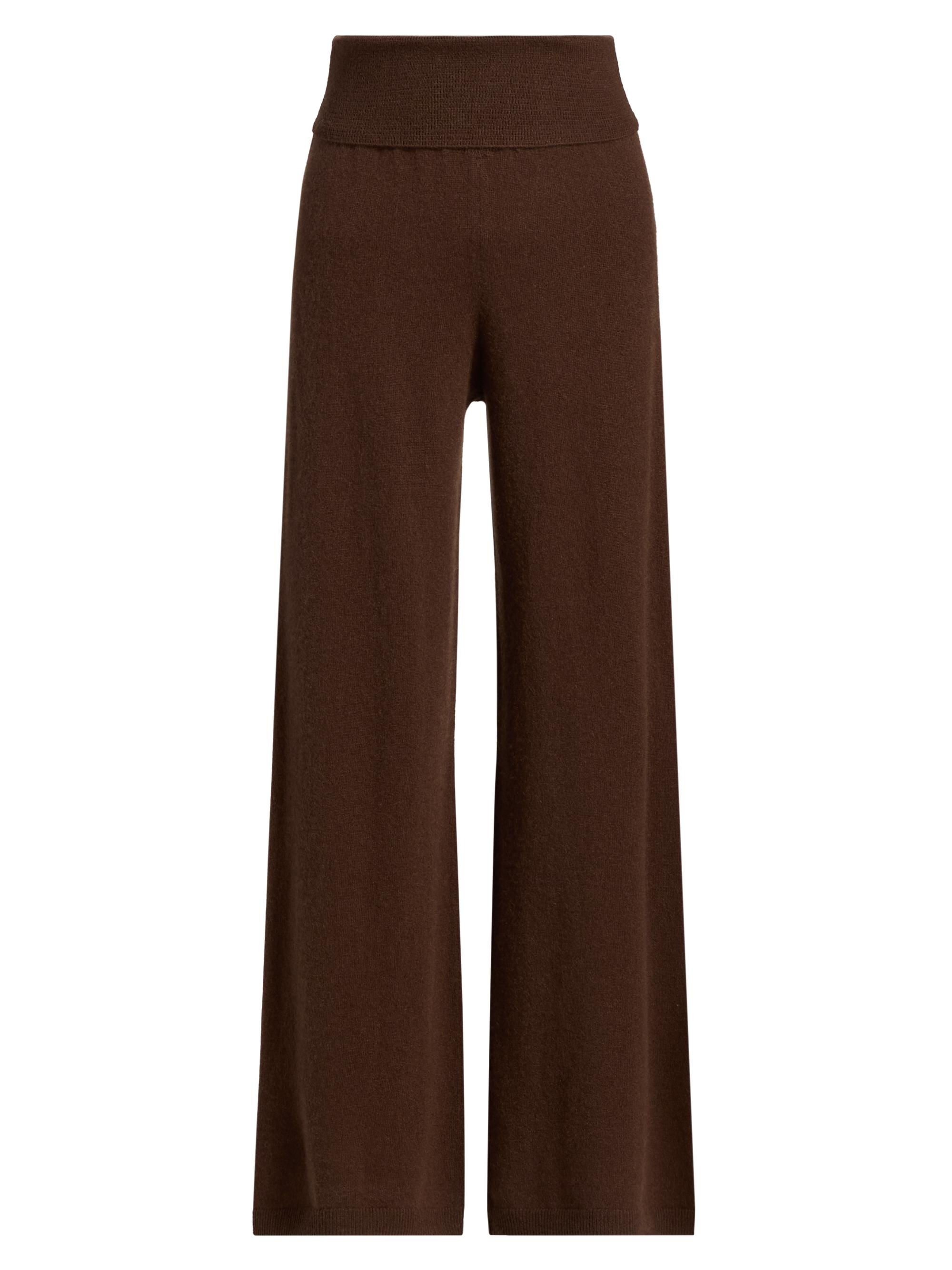 Stellae Dux Women's Cashmere Foldover Knit Pants - Soft Chocolate