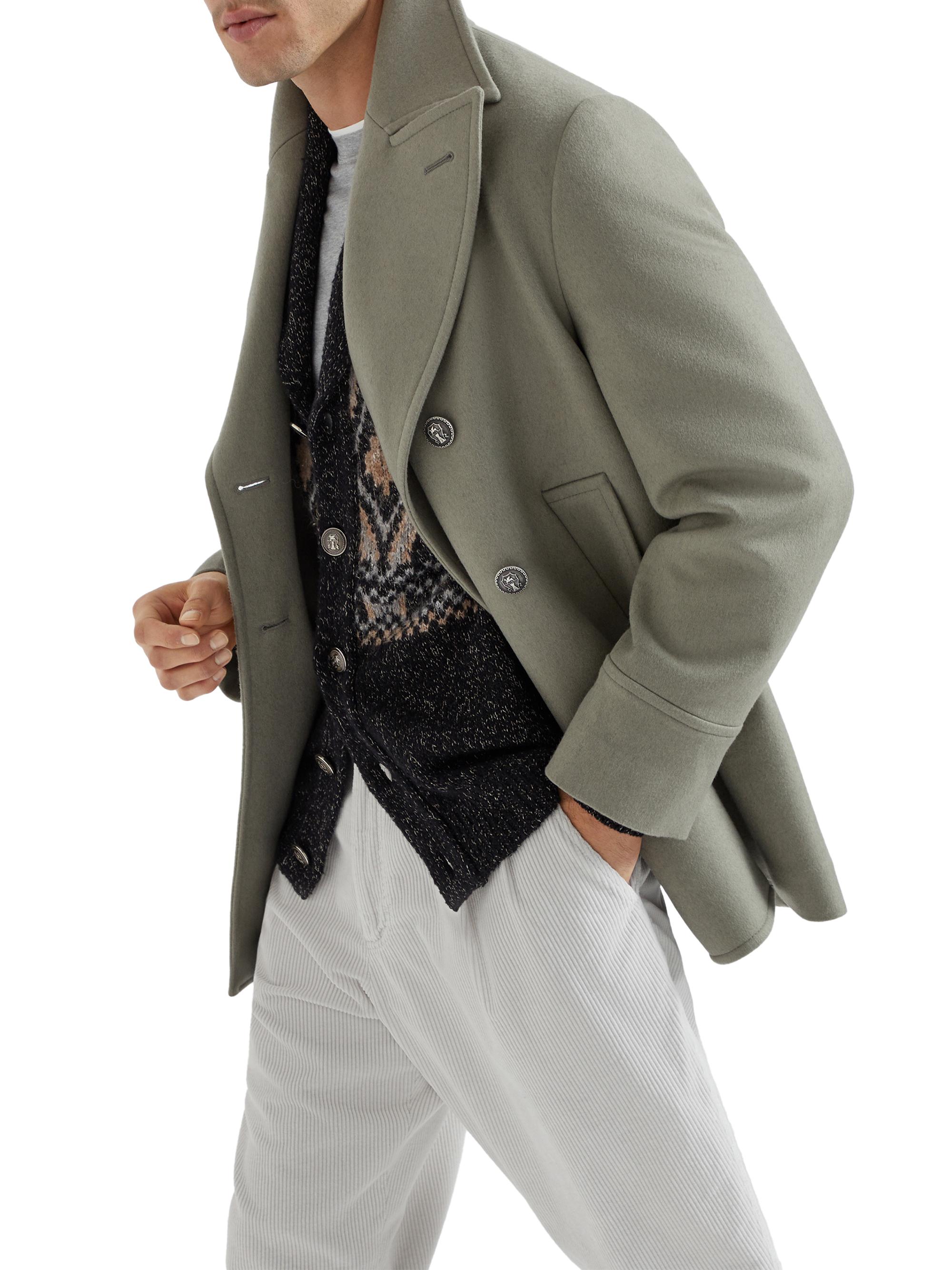 Brunello Cucinelli Wool Flannel Double Cloth Pea Coat | Saks Fifth