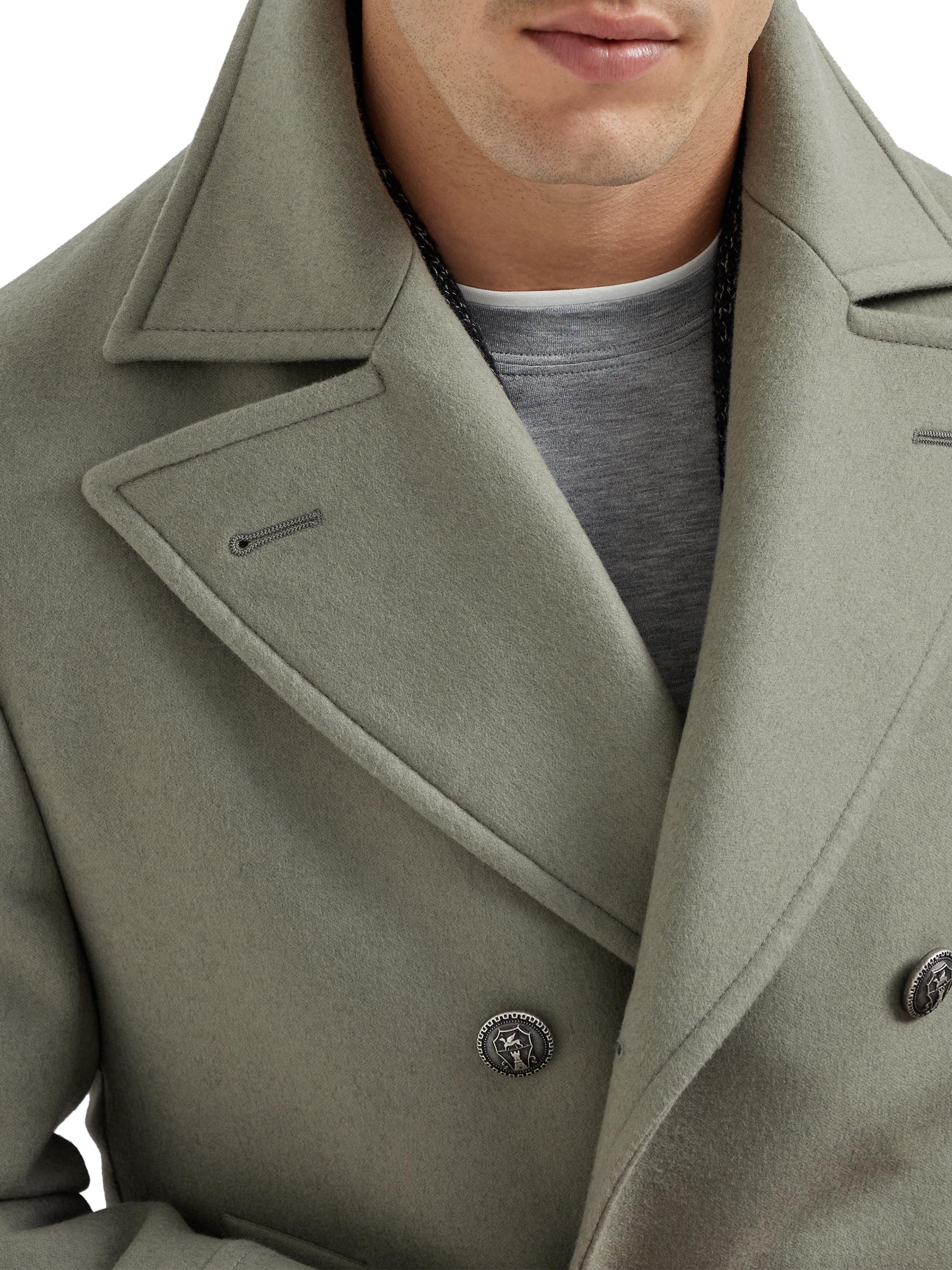 Brunello Cucinelli Wool Flannel Double Cloth Pea Coat | Saks Fifth