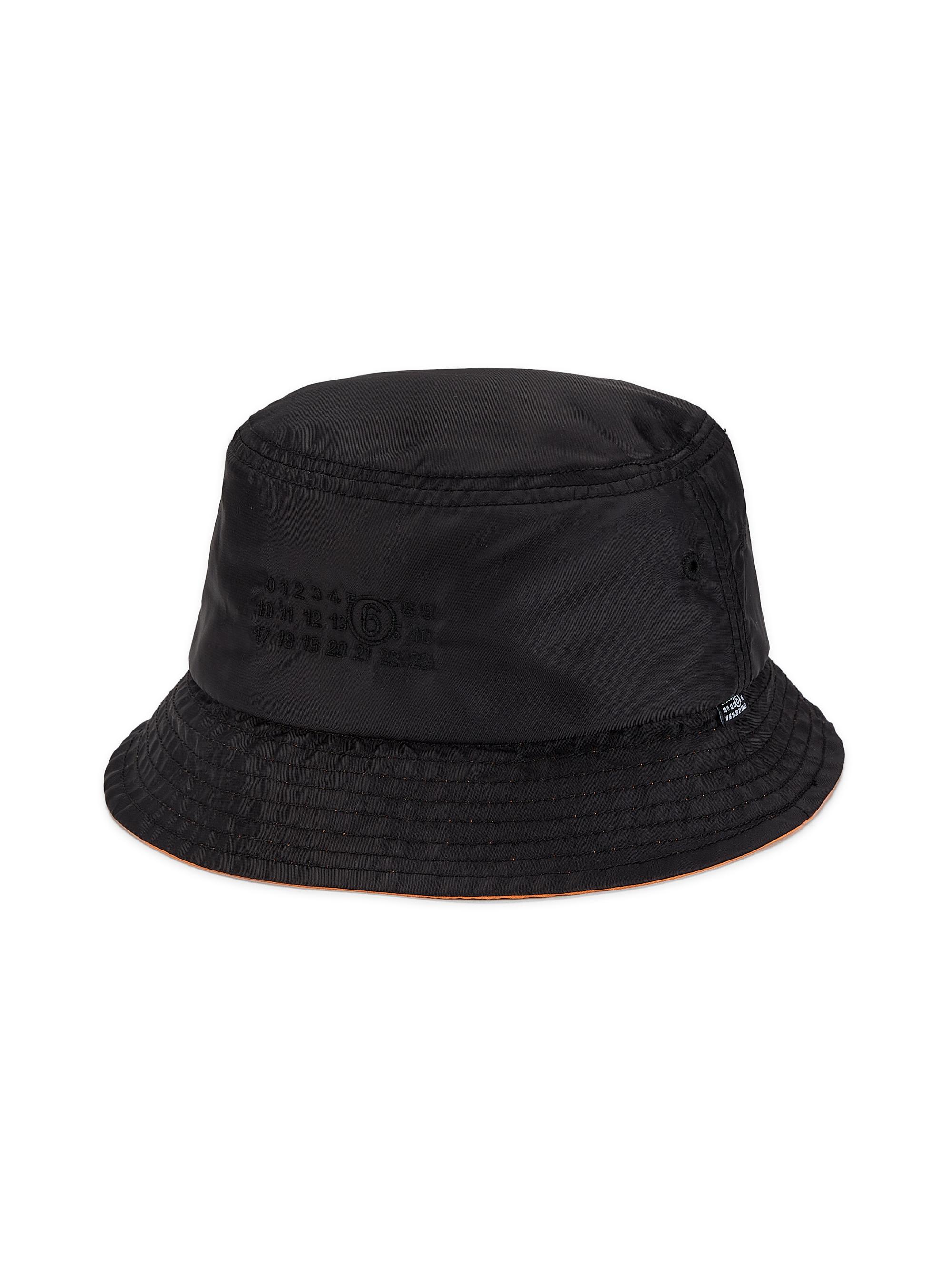 MM6 Maison Margiela Men's Logo Nylon Bucket Hat - Black