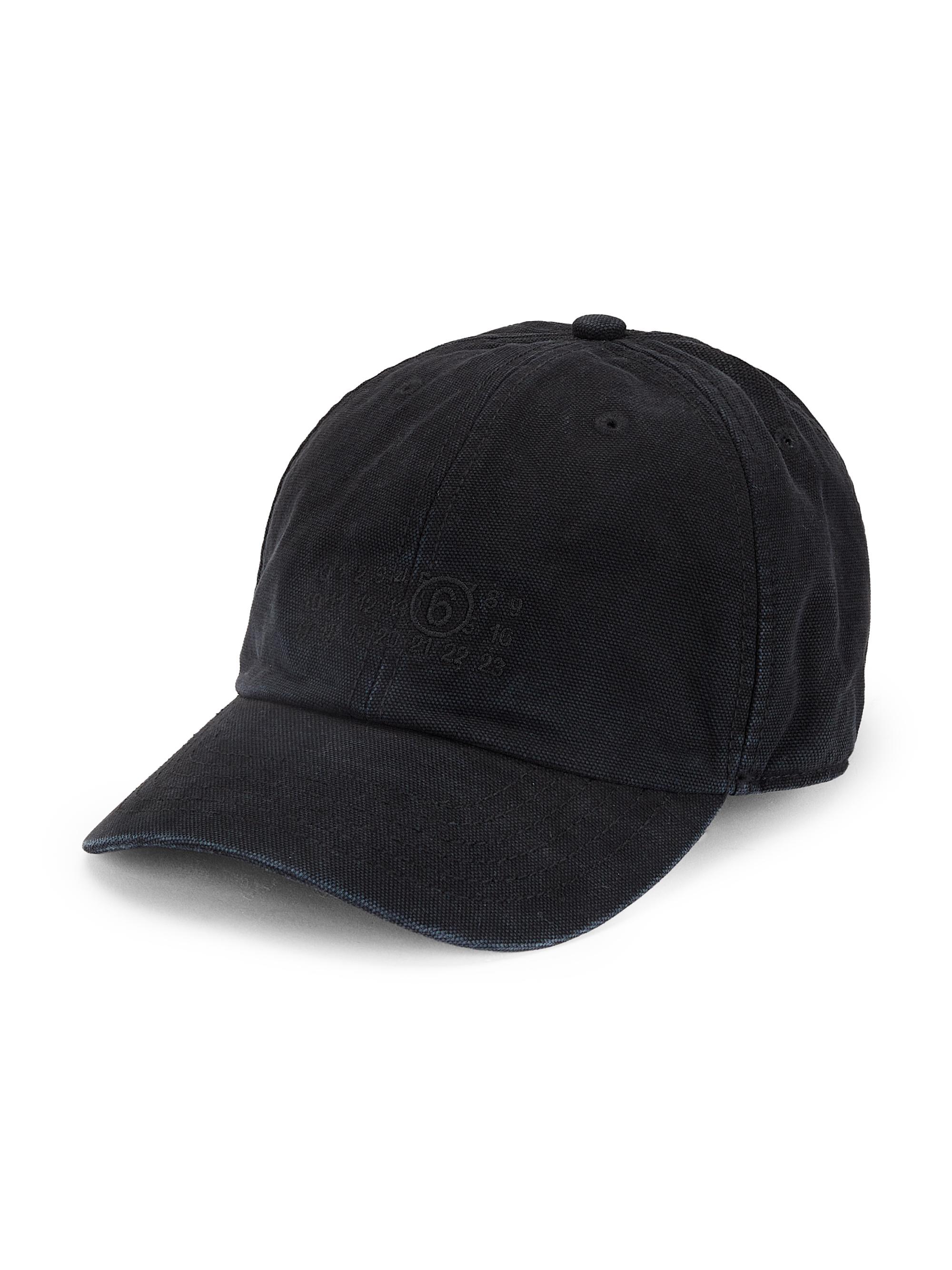 MM6 Maison Margiela Men's Logo Cotton Canvas Hat - Black